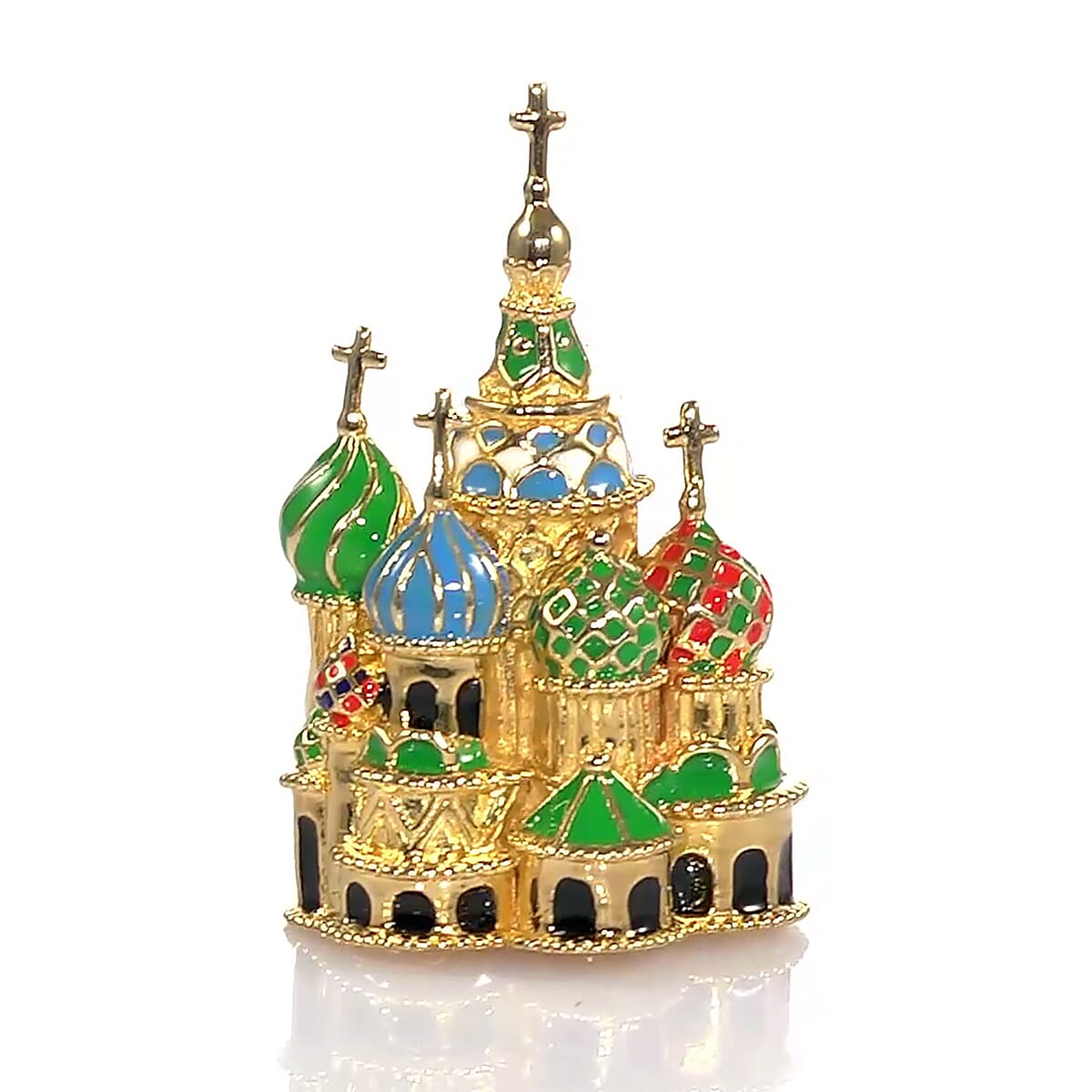 14K Gold Overlay Sterling Silver Enamelled St. Basils Cathedral Ring, Silver wt 18.21 Gms