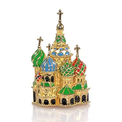 14K Gold Overlay Sterling Silver Enamelled St. Basils Cathedral Ring, Silver wt 18.21 Gms