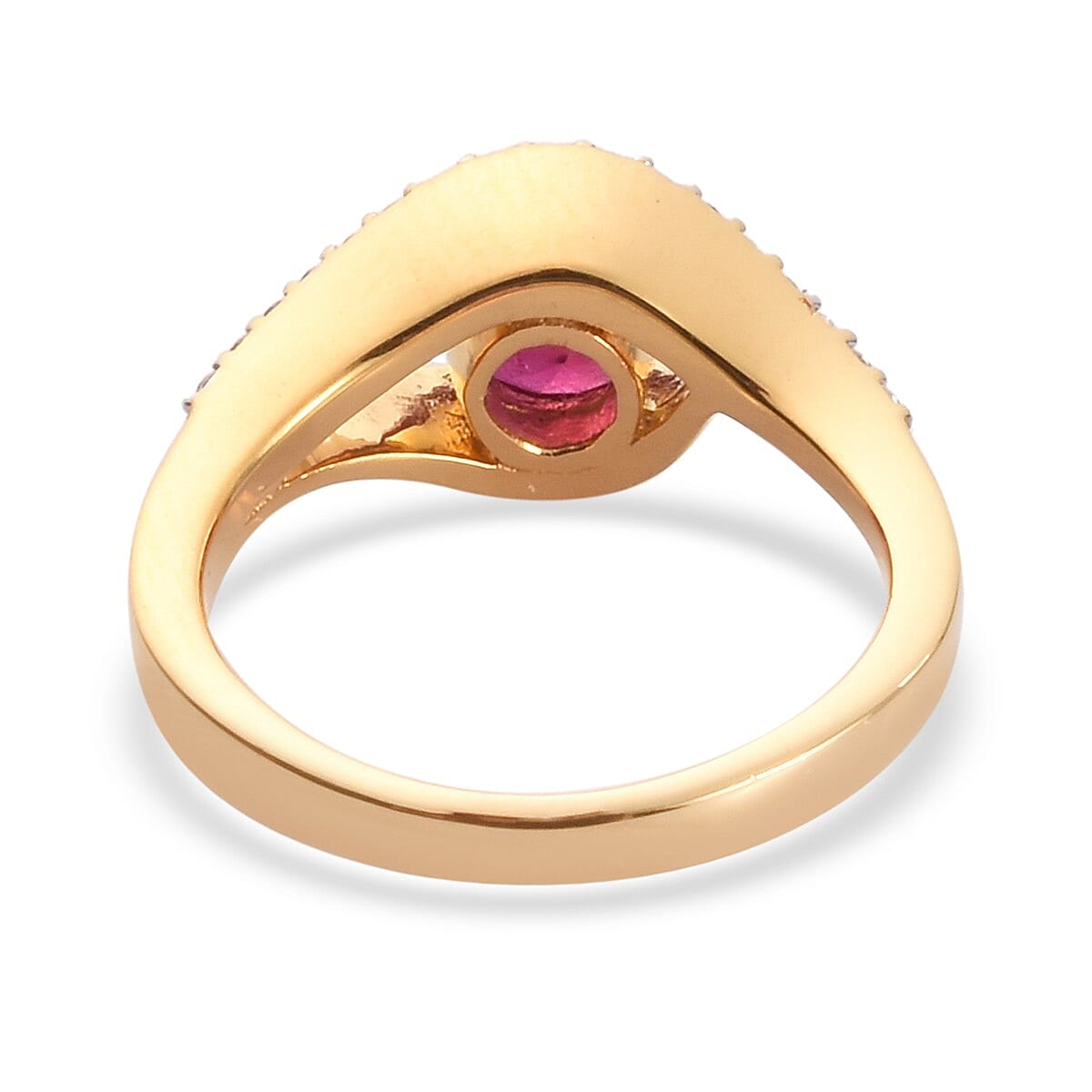 African Ruby and Natural Cambodian Zircon Ring in 14K Gold Overlay Sterling Silver 1.25 Ct.