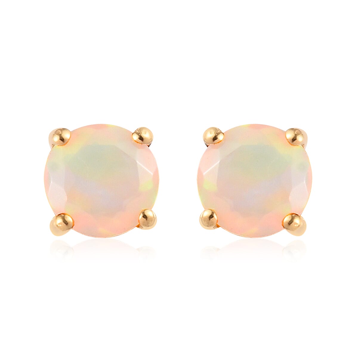 Ethiopian Welo Opal Stud Earrings in 14K Gold Overlay Sterling Silver 0.68 Ct.