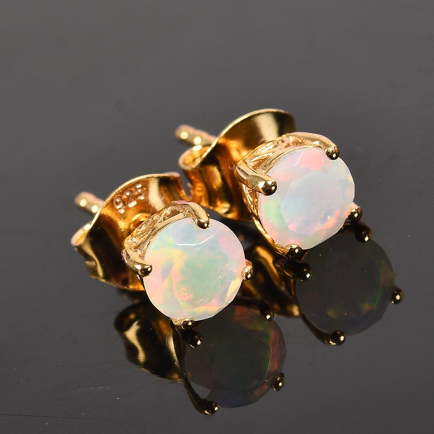 Ethiopian Welo Opal Stud Earrings in 14K Gold Overlay Sterling Silver 0.68 Ct.