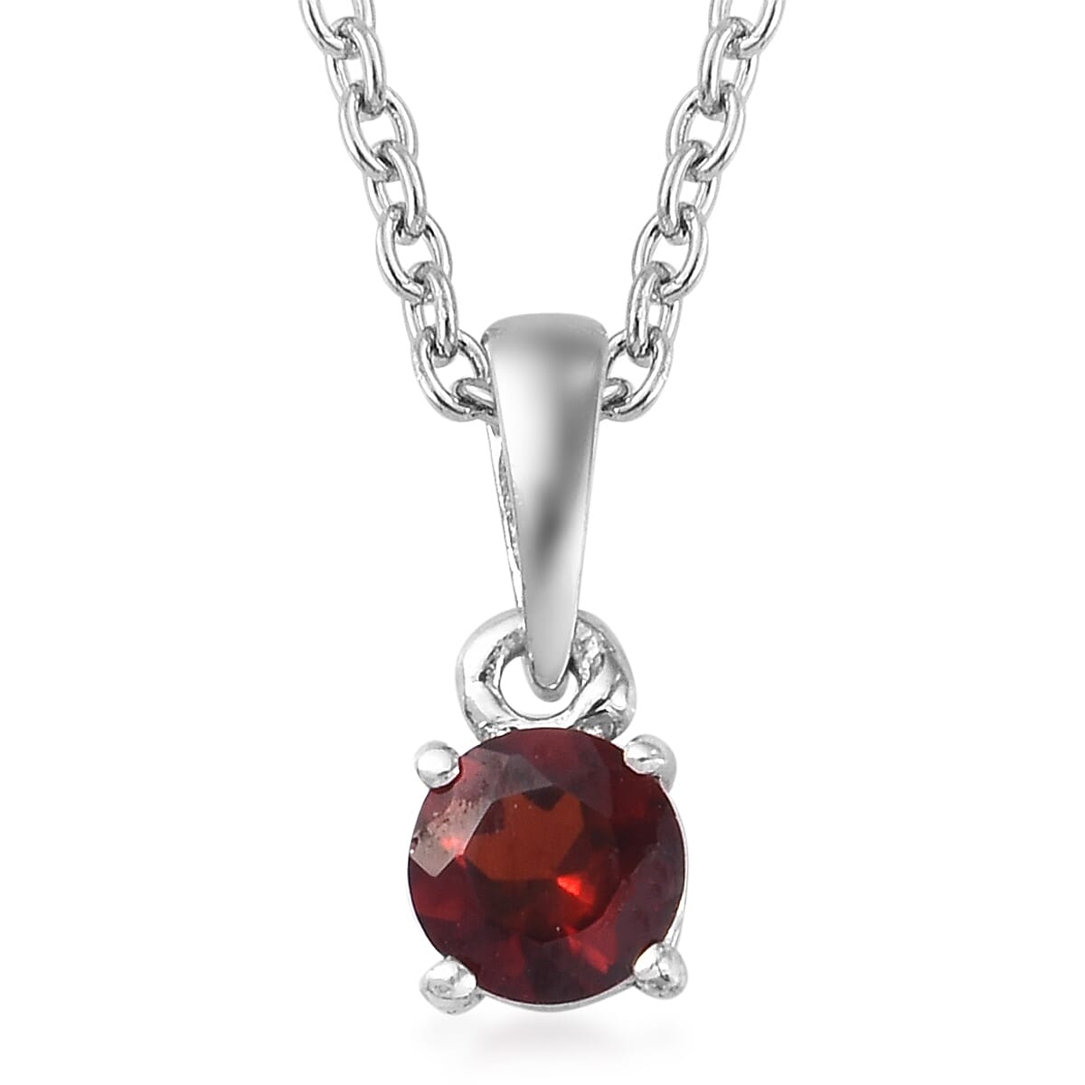 3 Piece Set -  Mozambique Garnet Pendant with Chain (Size 18) and Stud Earrings (with Push Back) in Platinum Overlay Sterling Silver 1.75 Ct.