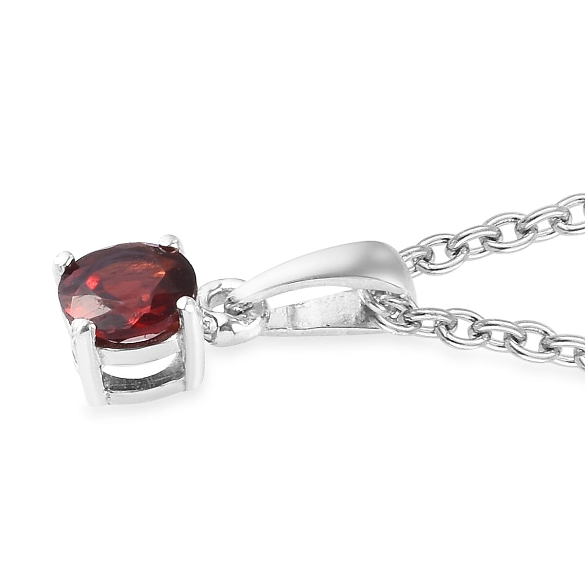 3 Piece Set -  Mozambique Garnet Pendant with Chain (Size 18) and Stud Earrings (with Push Back) in Platinum Overlay Sterling Silver 1.75 Ct.