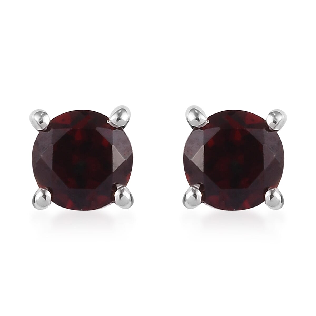 3 Piece Set -  Mozambique Garnet Pendant with Chain (Size 18) and Stud Earrings (with Push Back) in Platinum Overlay Sterling Silver 1.75 Ct.