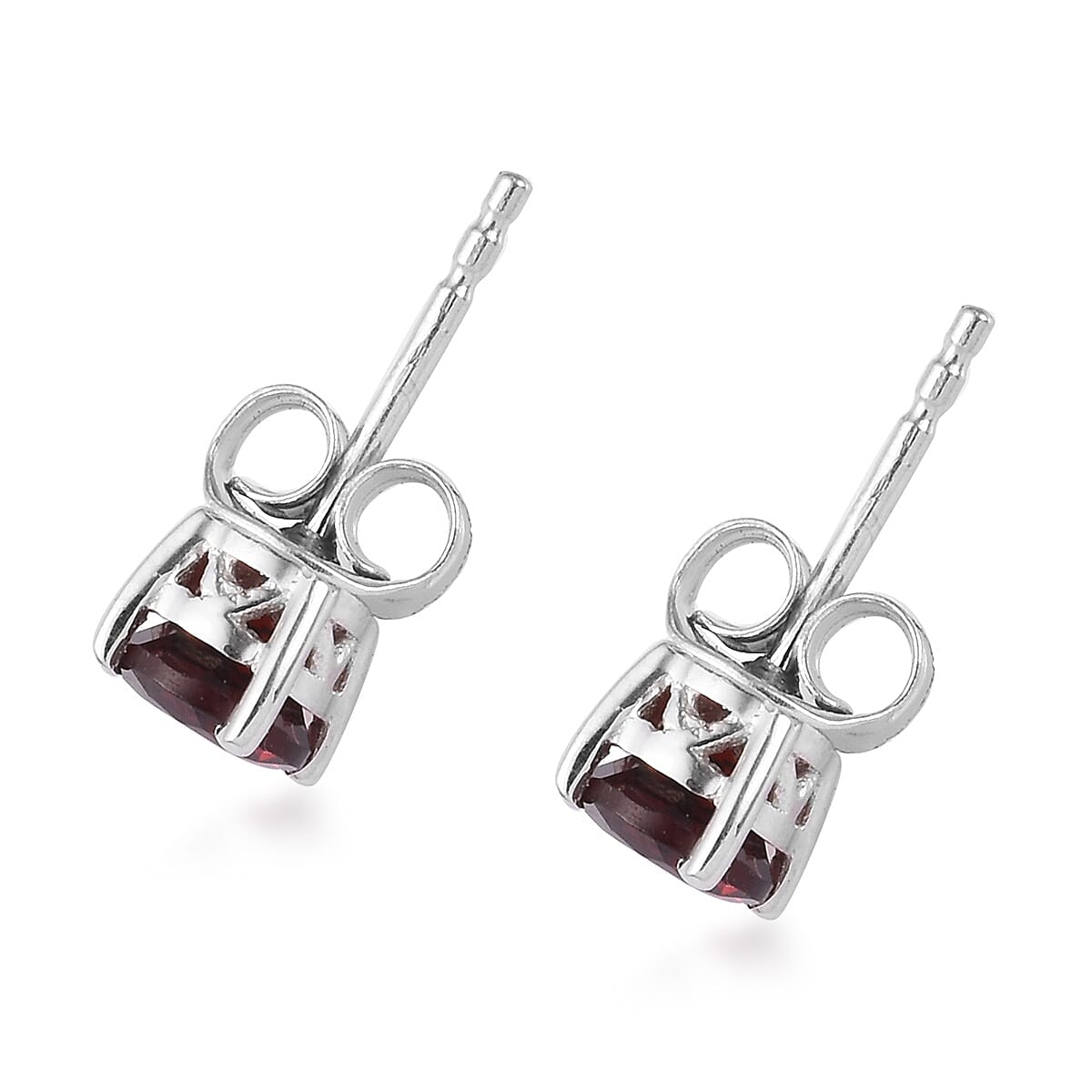 3 Piece Set -  Mozambique Garnet Pendant with Chain (Size 18) and Stud Earrings (with Push Back) in Platinum Overlay Sterling Silver 1.75 Ct.