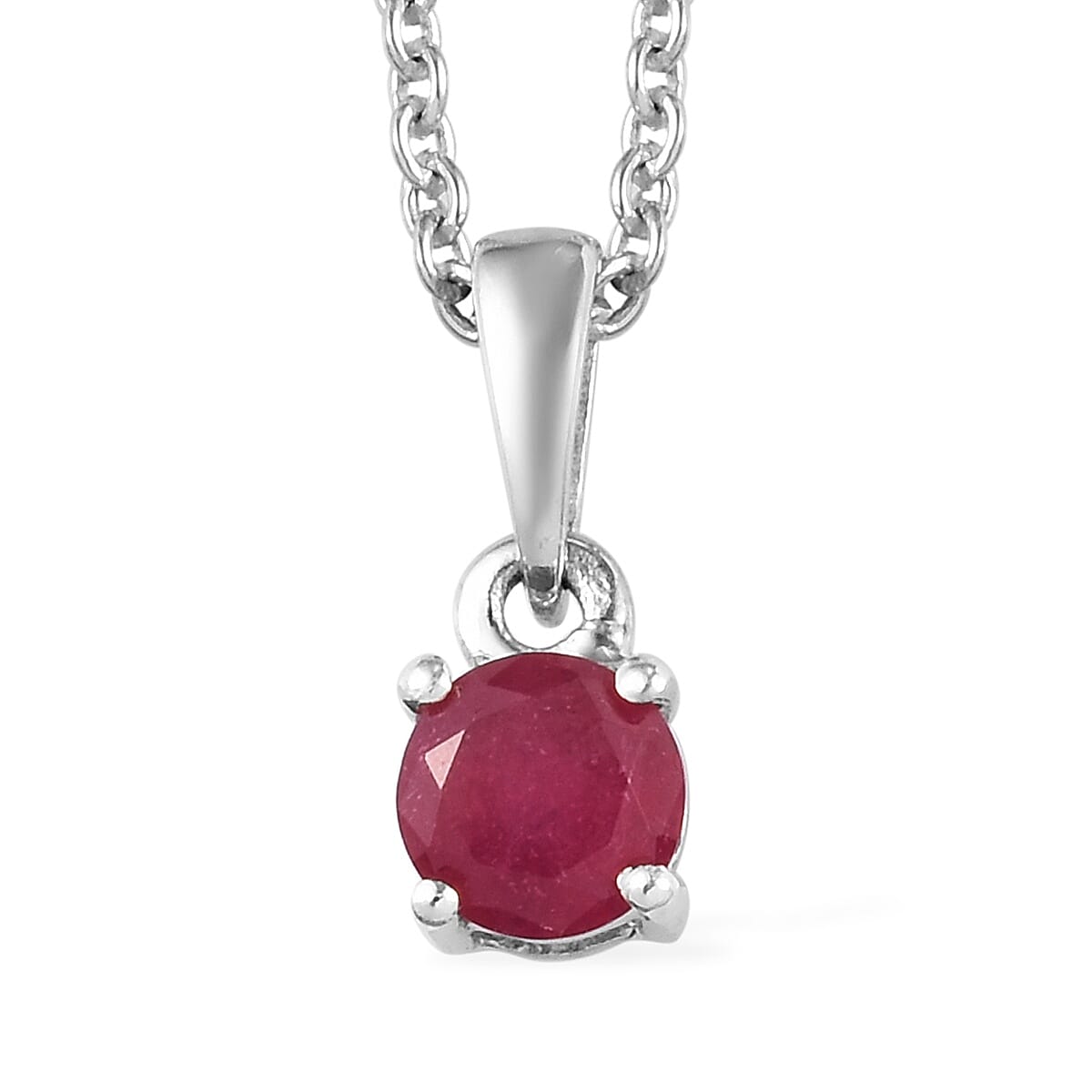 2 Piece Set - African Ruby Pendant With Chain (Size 18) and Stud Earrings (with Push Back) in Platinum Overlay Sterling Silver 2.25 Ct.