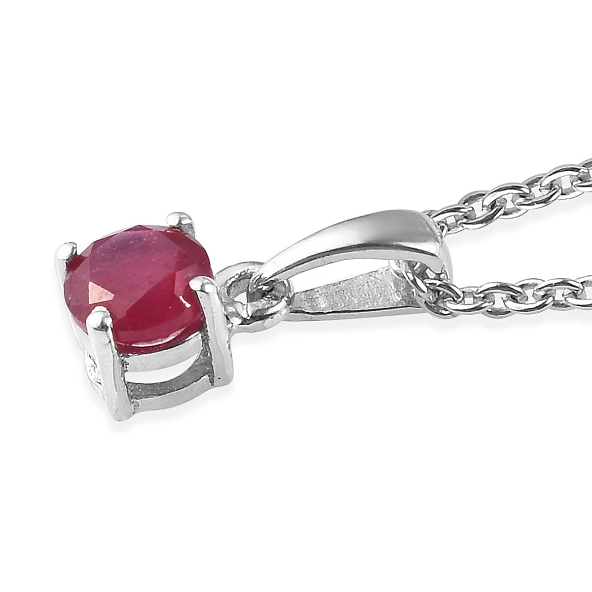 2 Piece Set - African Ruby Pendant With Chain (Size 18) and Stud Earrings (with Push Back) in Platinum Overlay Sterling Silver 2.25 Ct.