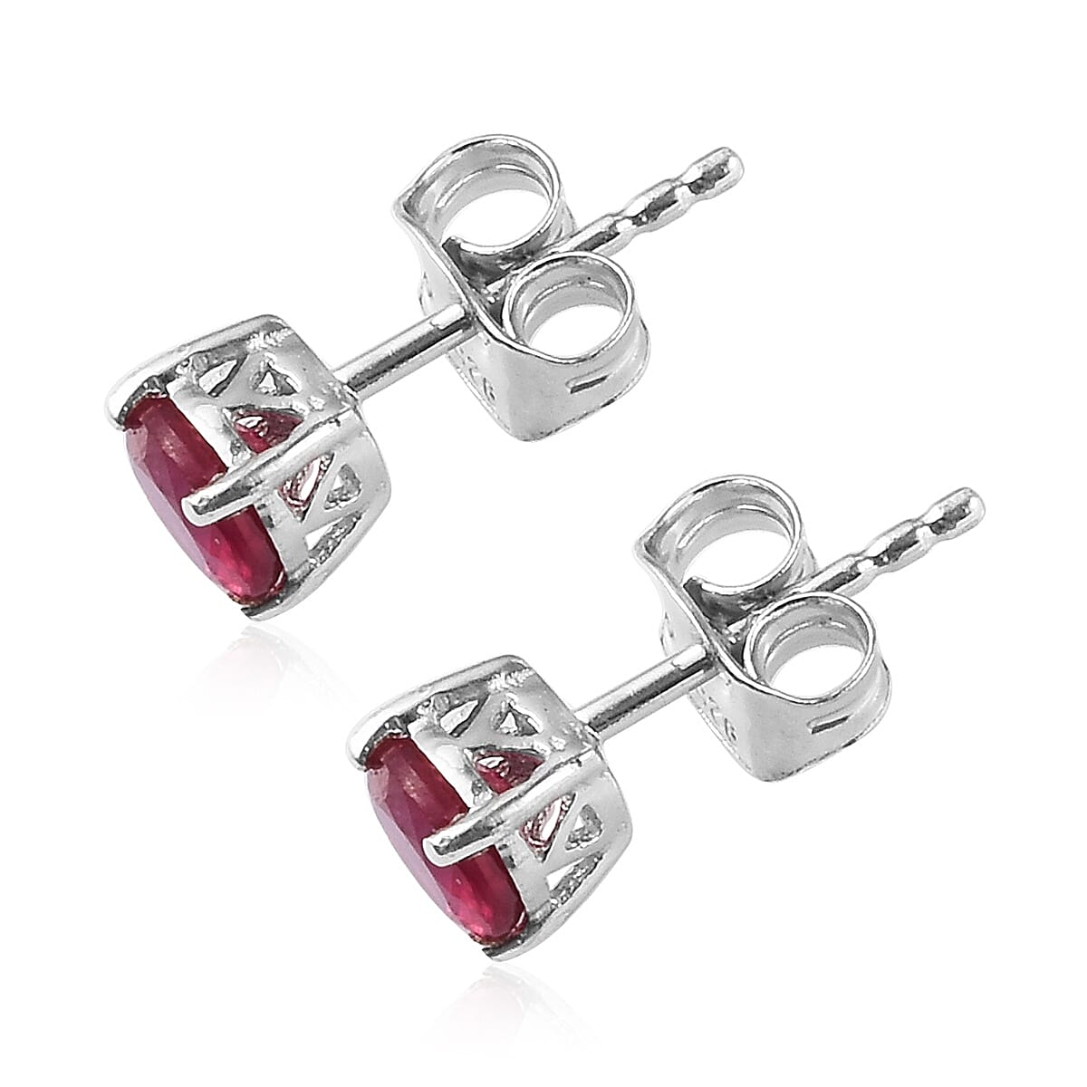 2 Piece Set - African Ruby Pendant With Chain (Size 18) and Stud Earrings (with Push Back) in Platinum Overlay Sterling Silver 2.25 Ct.