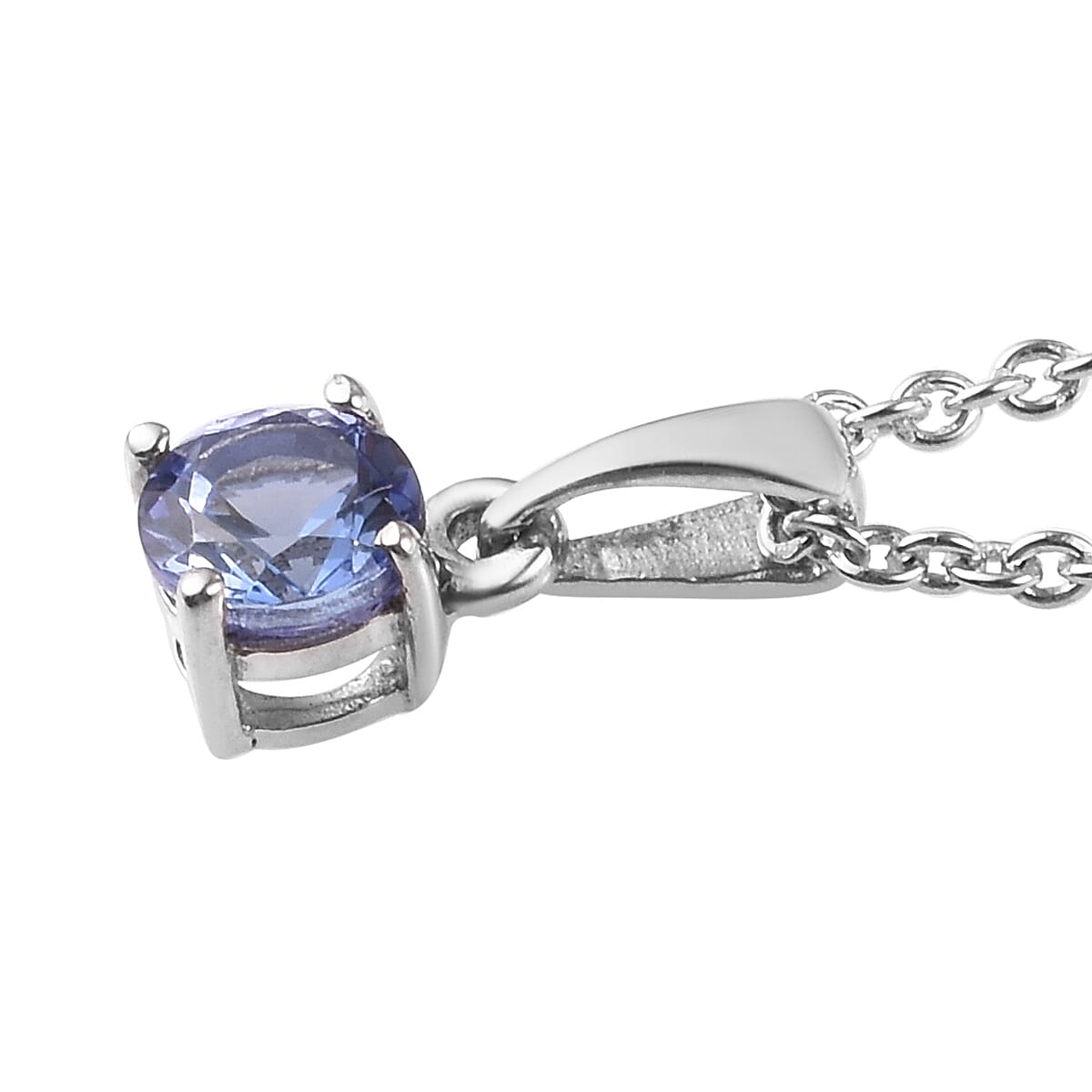 2 Piece Set - Tanzanite Pendant With Chain (Size 18) and Stud Earrings (with Push Back) in Platinum Overlay Sterling Silver 1.50 Ct.