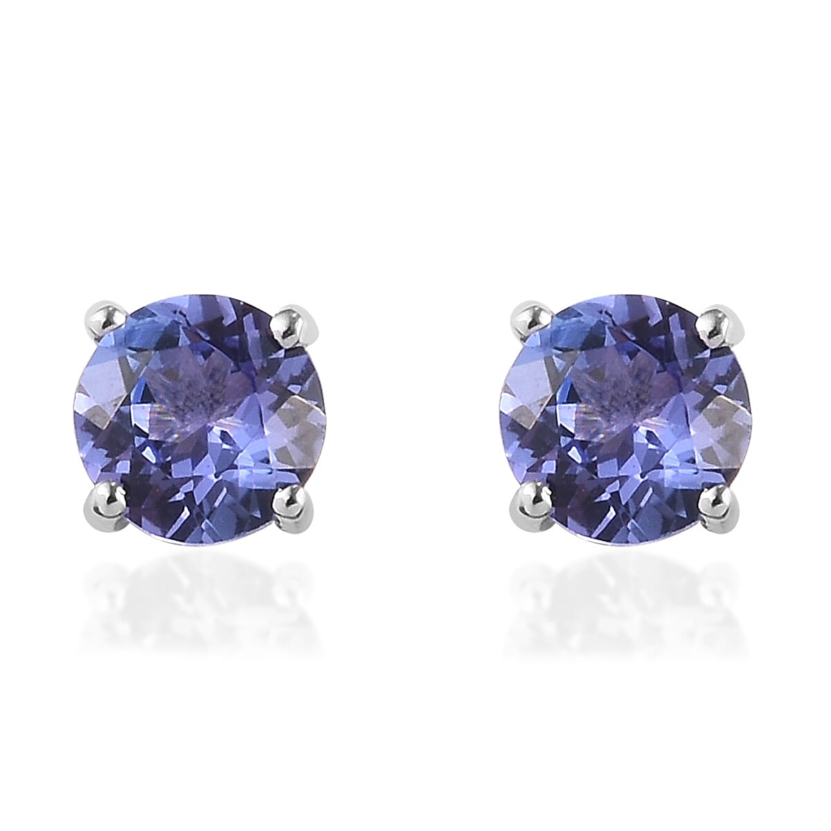 2 Piece Set - Tanzanite Pendant With Chain (Size 18) and Stud Earrings (with Push Back) in Platinum Overlay Sterling Silver 1.50 Ct.