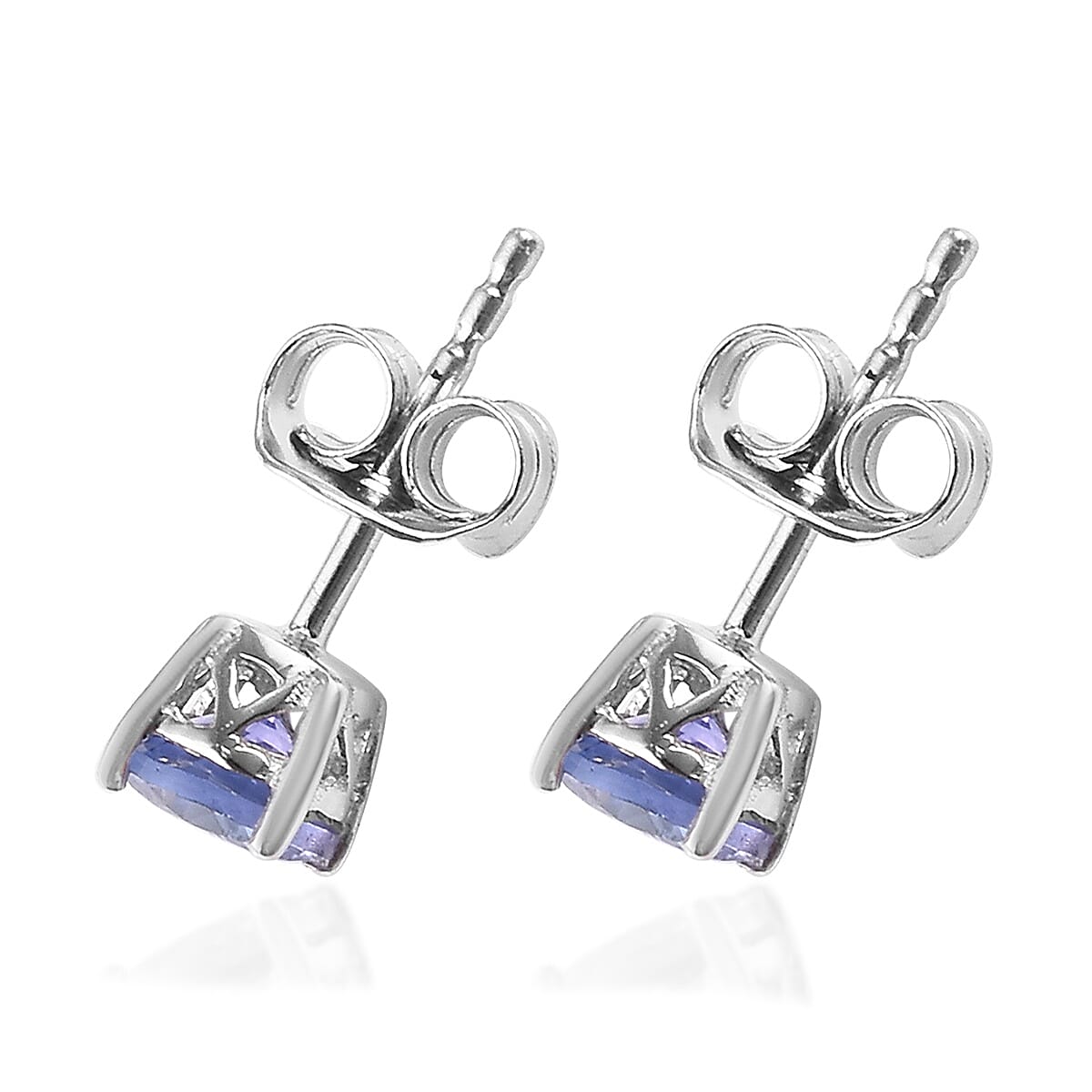2 Piece Set - Tanzanite Pendant With Chain (Size 18) and Stud Earrings (with Push Back) in Platinum Overlay Sterling Silver 1.50 Ct.