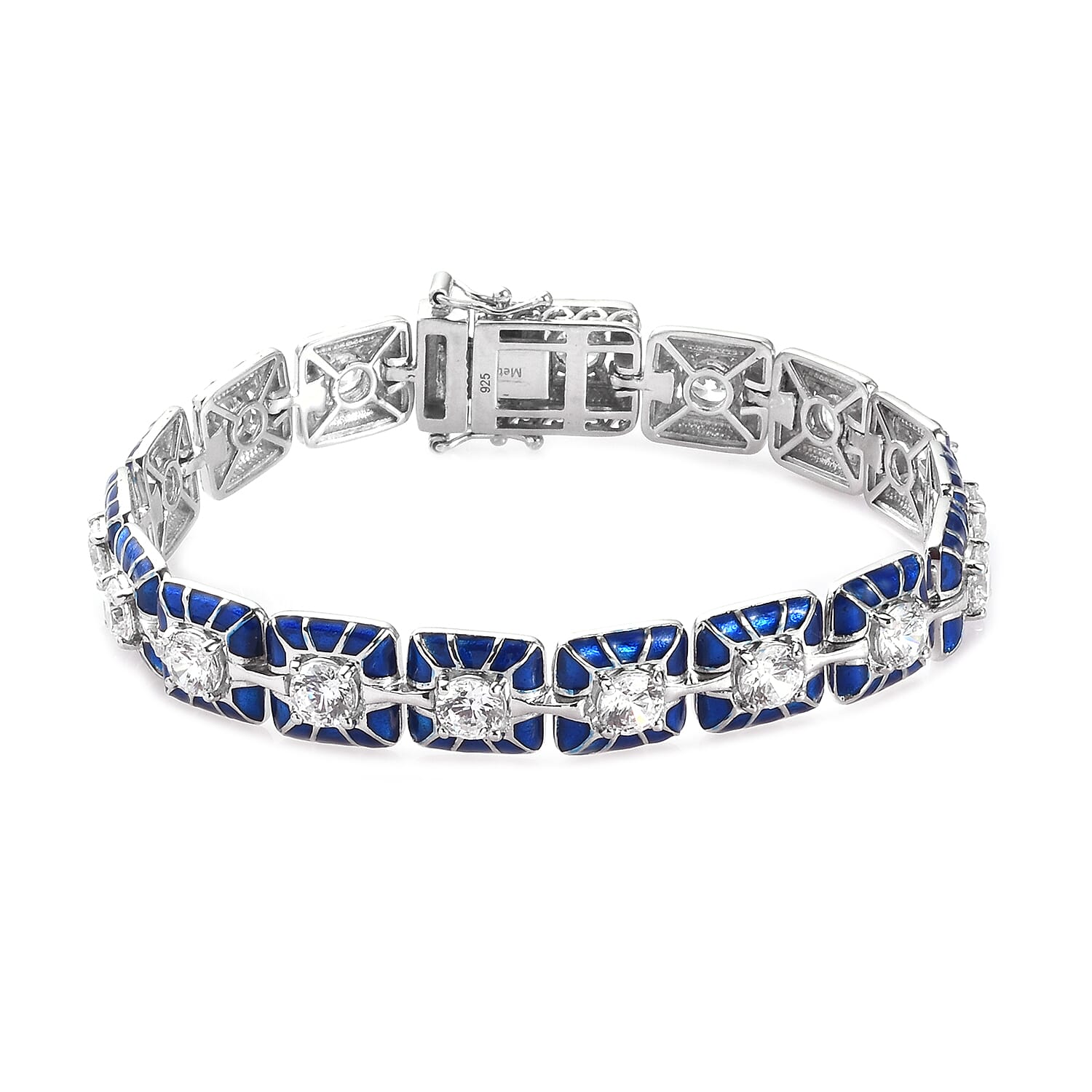 Lustro Stella Platinum Over Sterling Silver Tennis Bracelet (Size 7.5) Made with Finest CZ 8.50 Ct, Silver wt. 22.00 Gms