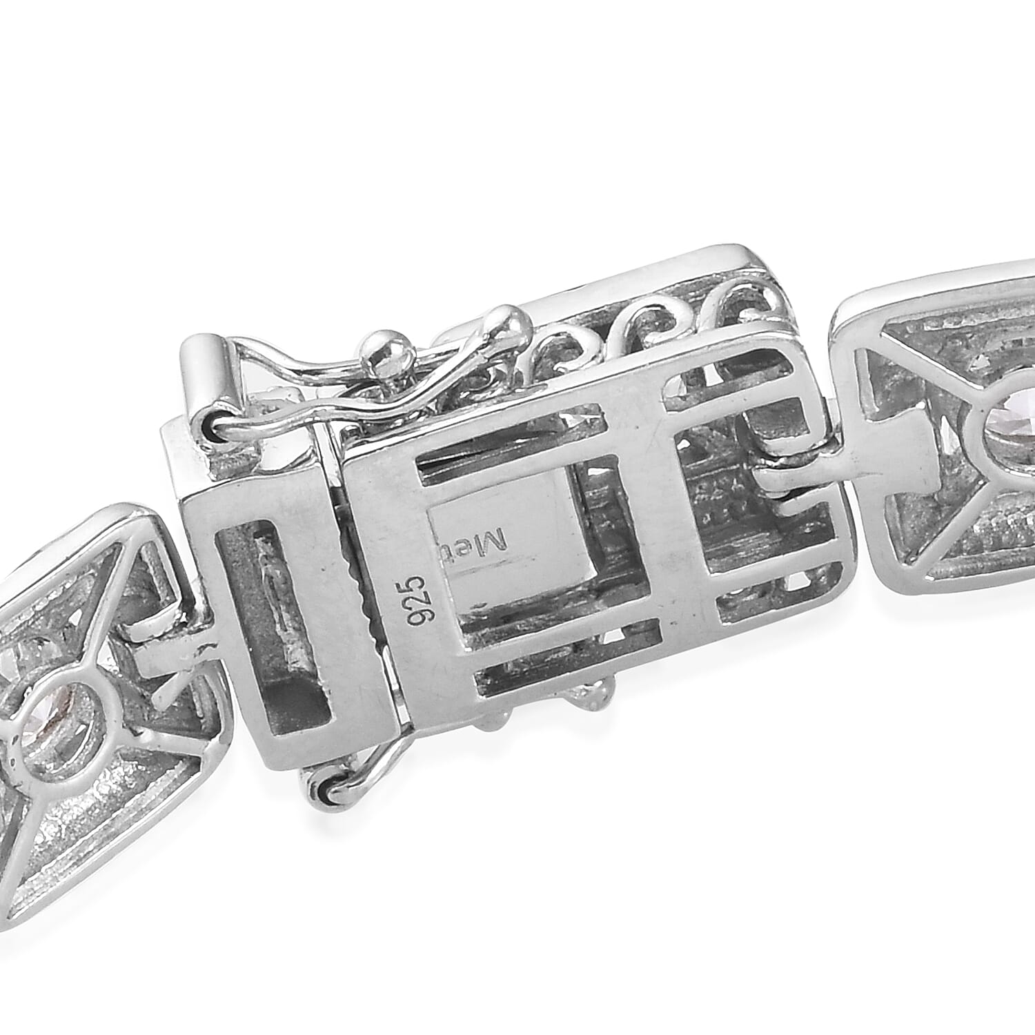 Lustro Stella Platinum Over Sterling Silver Tennis Bracelet (Size 7.5) Made with Finest CZ 8.50 Ct, Silver wt. 22.00 Gms