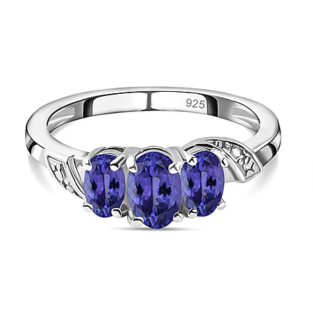 Tanzanite Ring in Platinum Overlay Sterling Silver 0.22 ct  1.000  Ct.