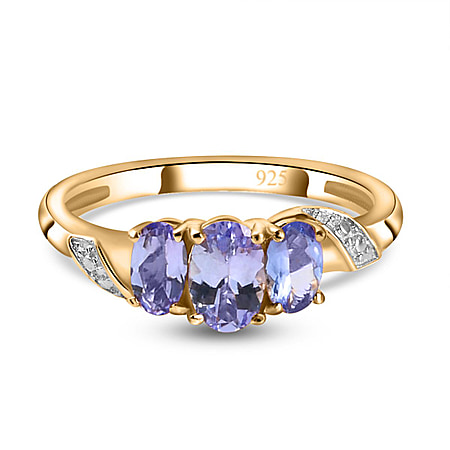 Tanzanite Trilogy Ring in 18K Vermeil Yellow Gold Plated Sterling Silver