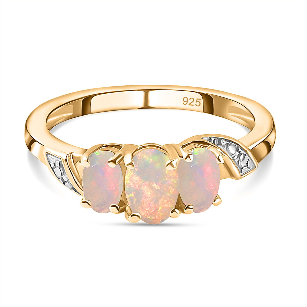 AA Ethiopian Welo Opal Ring in 14K Gold Overlay Sterling Silver 0.60 Ct.