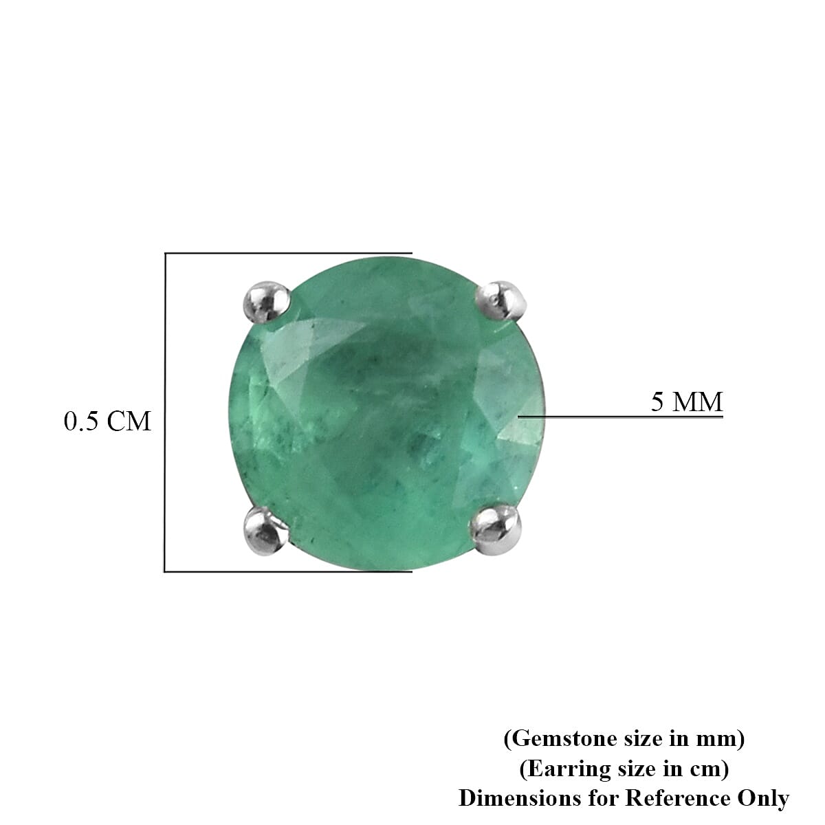 AA Kagem Zambian Emerald Stud Earrings (with Push Back) in Platinum Overlay Sterling Silver 1.00 Ct.