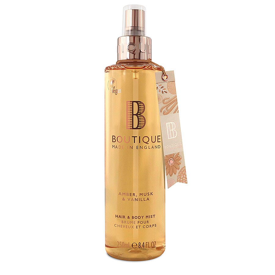 Boutique- Amber, Musk & Vanilla Hair & Body Mist - 250ml