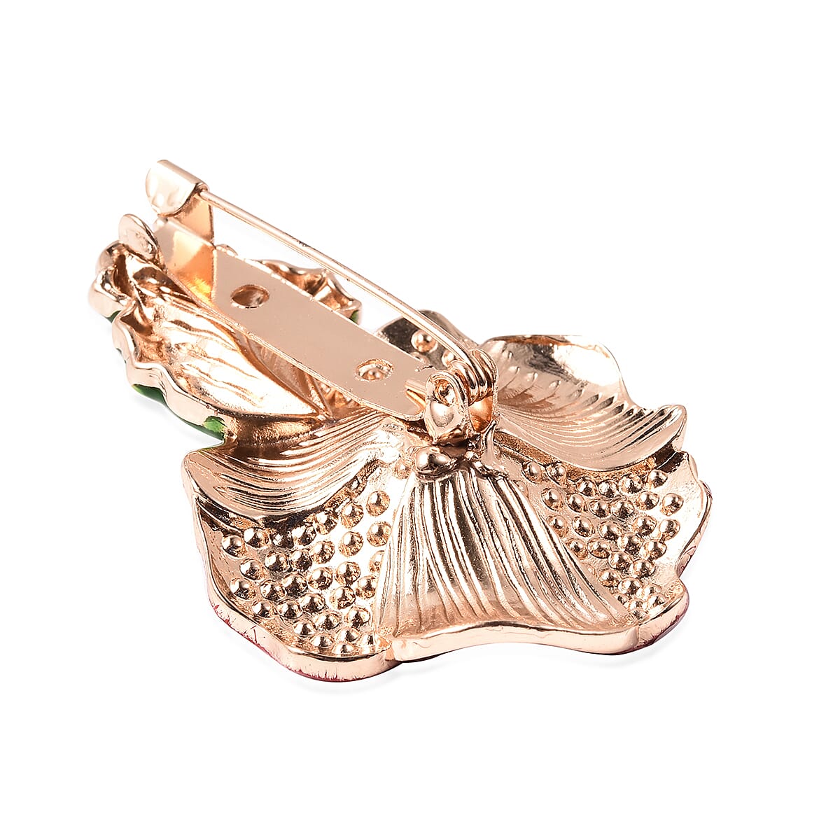 TJC  Design - Black and Red Austrian Crystal Enamelled  Flower Brooch