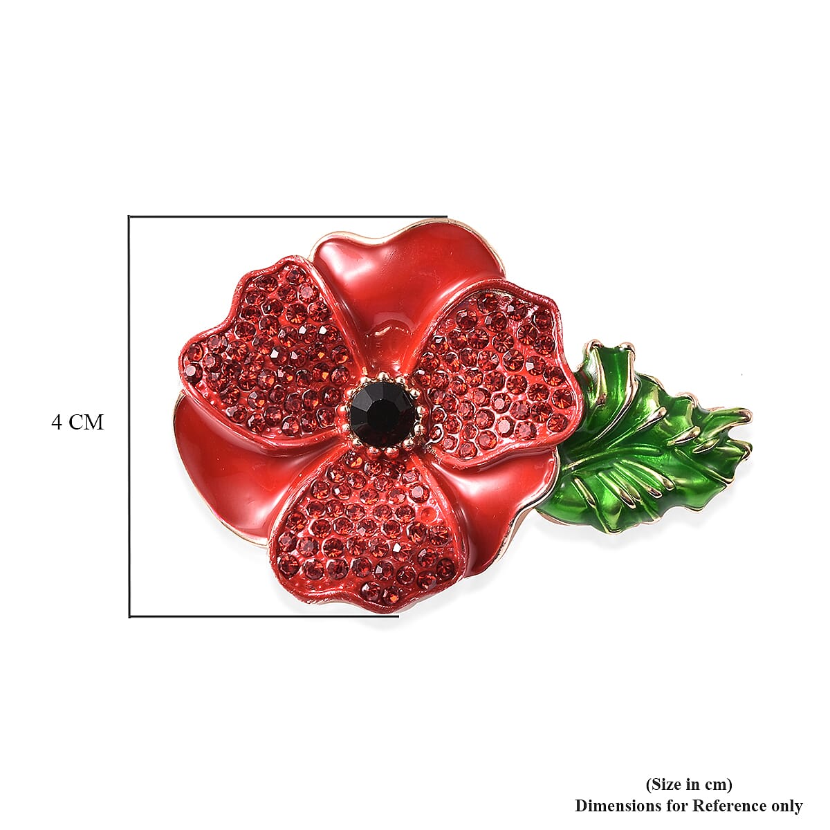 TJC  Design - Black and Red Austrian Crystal Enamelled  Flower Brooch