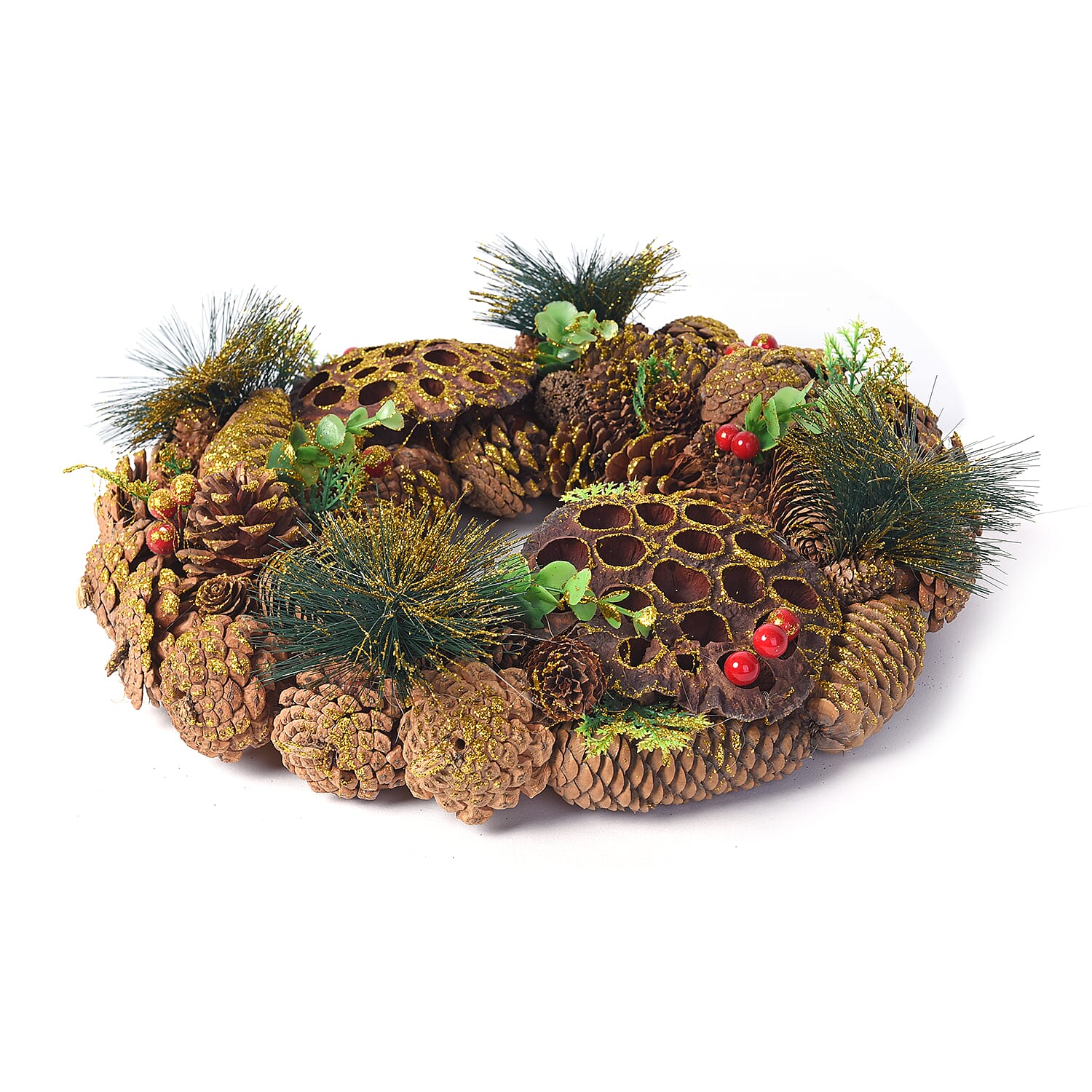 Christmas Wreath - Pinecone and Berries (Size 36x36cm)