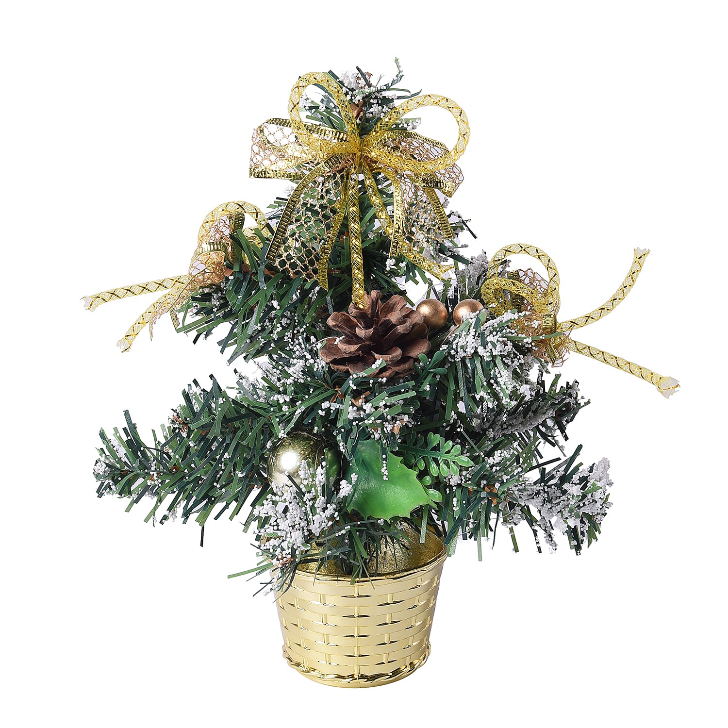 Mini Christmas Tree with Golden Bowknot (Size 23x6cm)