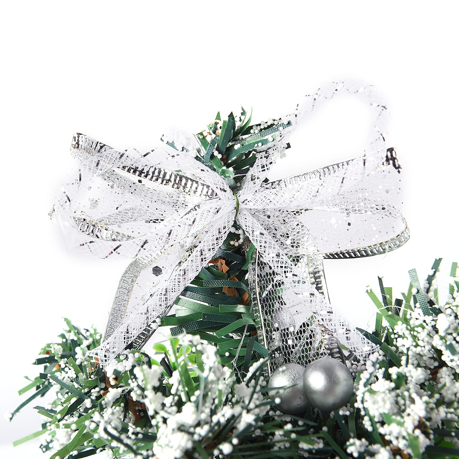 Mini Christmas Tree with Silver Bowknot (Size 23x6cm)