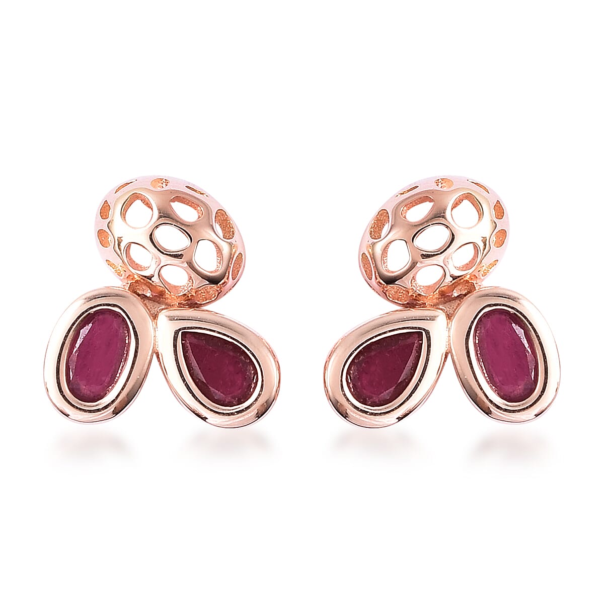 RACHEL GALLEY Misto Collection - AA African Ruby Earrings (with Push Back) in Rose Gold Overlay Sterling Silver 3.14 Ct.