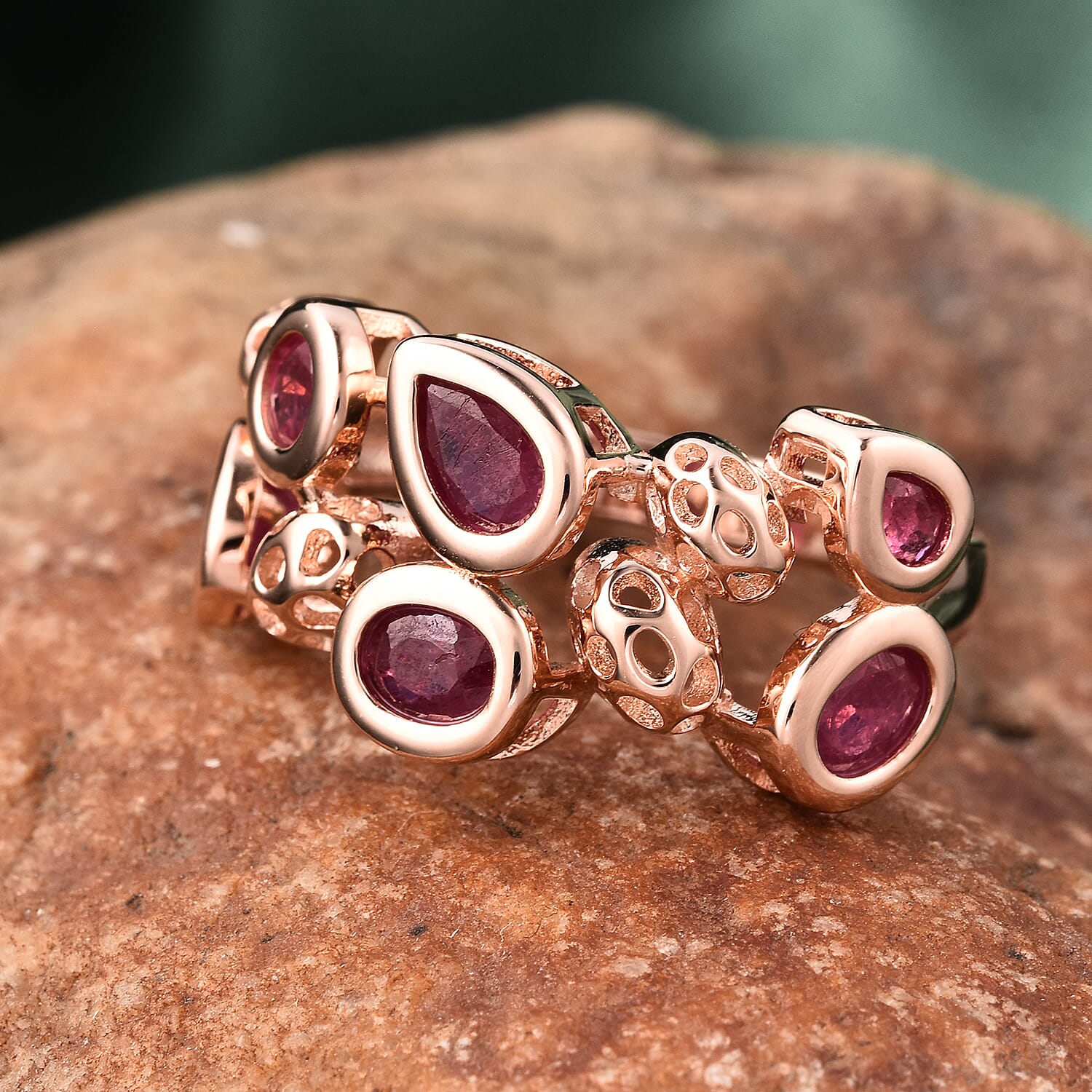 RACHEL GALLEY Misto Collection - African Ruby Ring in Rose Gold Overlay Sterling Silver 2.47 Ct.