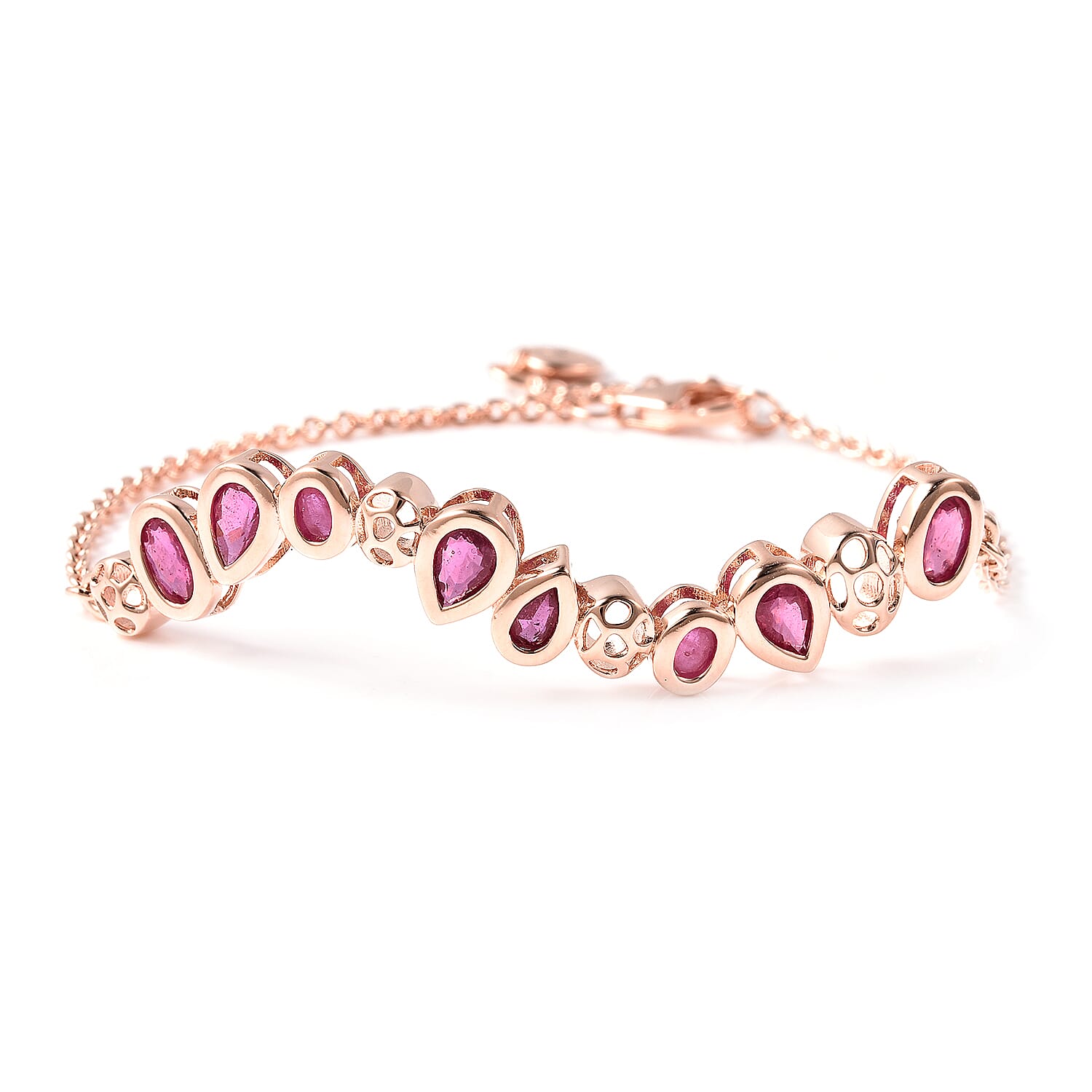 RACHEL GALLEY Misto Collection - African Ruby Bracelet (Size 8) in Rose Gold Overlay Sterling Silver 3.57 Ct.