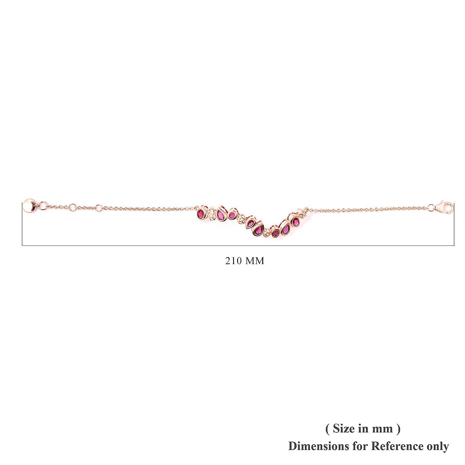 RACHEL GALLEY Misto Collection - African Ruby Bracelet (Size 8) in Rose Gold Overlay Sterling Silver 3.57 Ct.