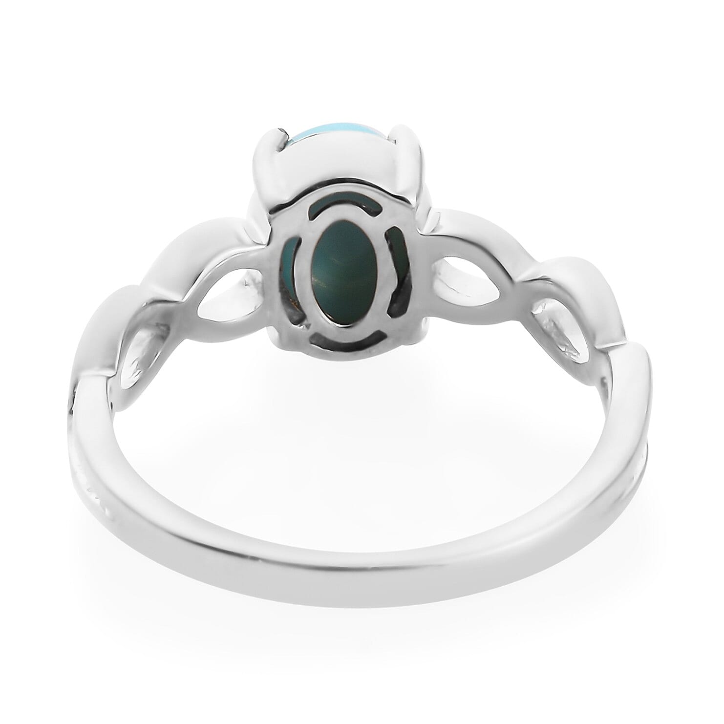 AA Arizona Sleeping Beauty Turquoise Solitaire Infinity Ring in Platinum Overlay Sterling Silver 1.11 Ct.
