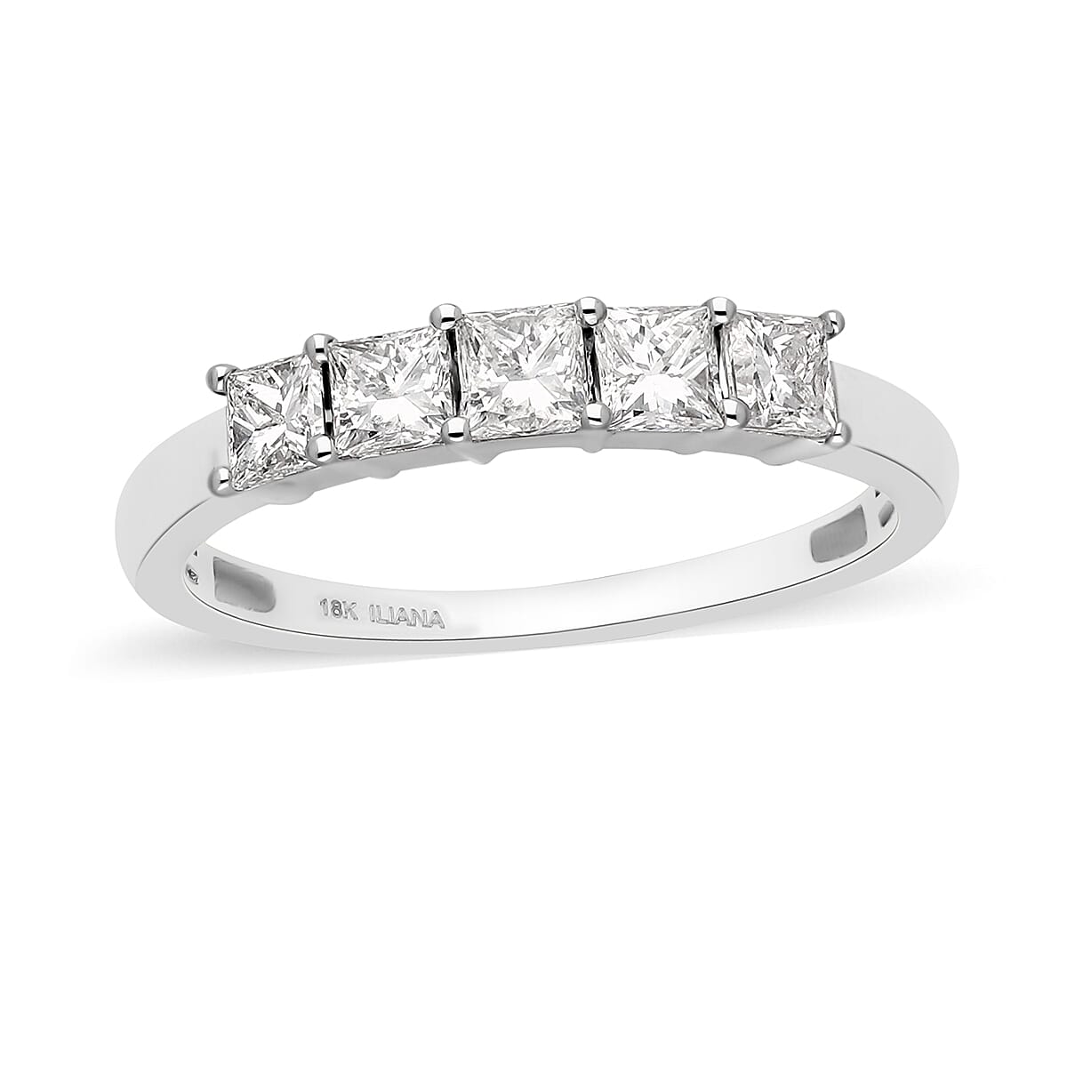 ILIANA 18K White Gold IGI Certified Diamond (SI/G-H) 5-Stone Ring 1.000  Ct.