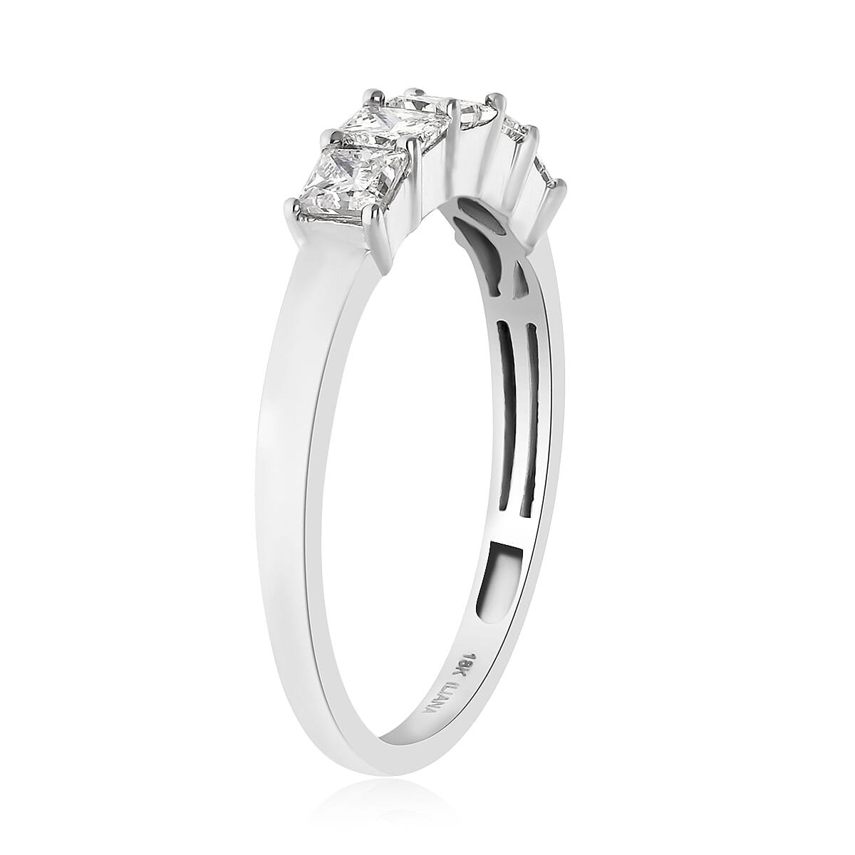 ILIANA 18K White Gold IGI Certified Diamond (SI/G-H) 5-Stone Ring 1.000  Ct.