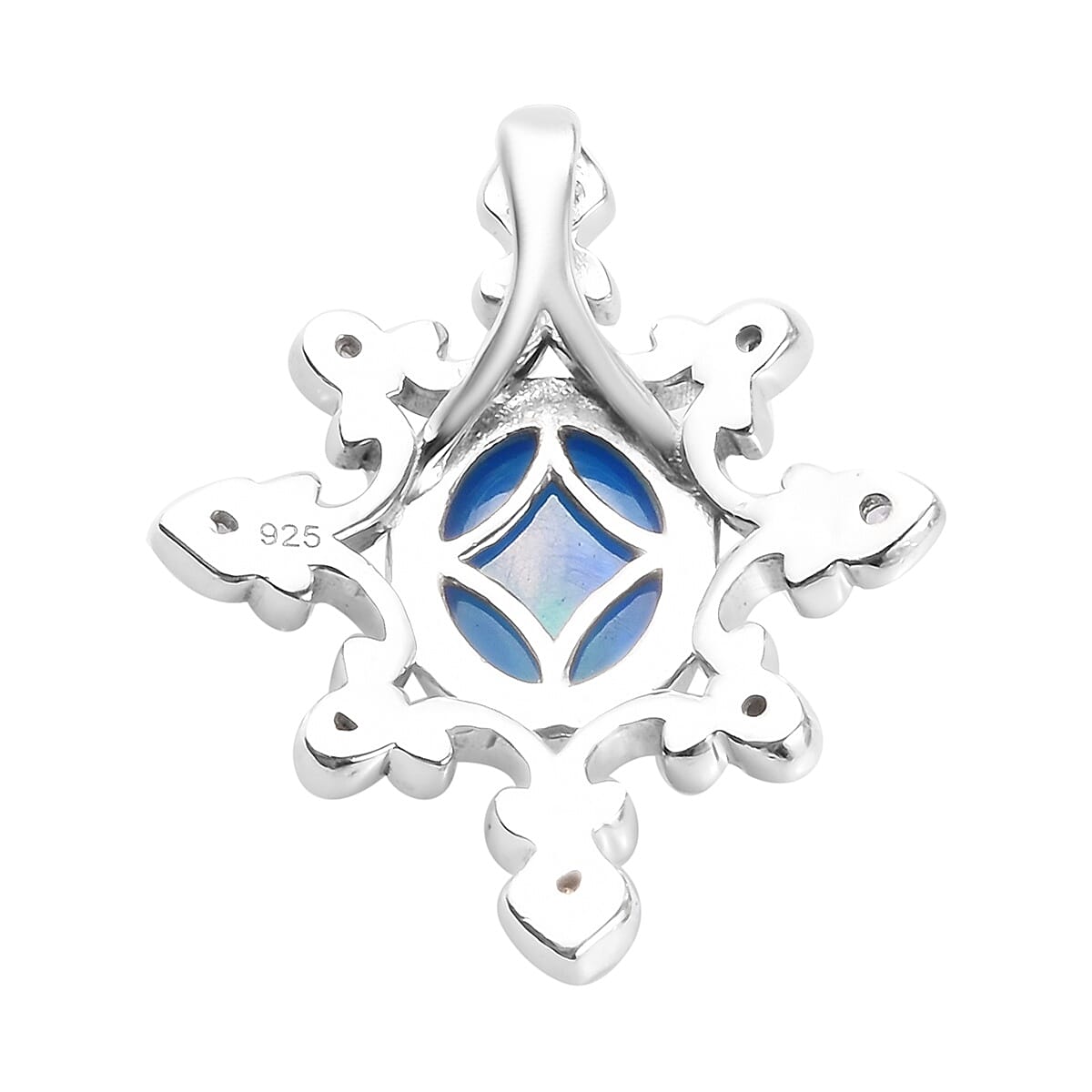 Miami Blue Welo Opal and Natural Cambodian Zircon Pendant  in Platinum Overlay Sterling Silver 1.25 Ct.