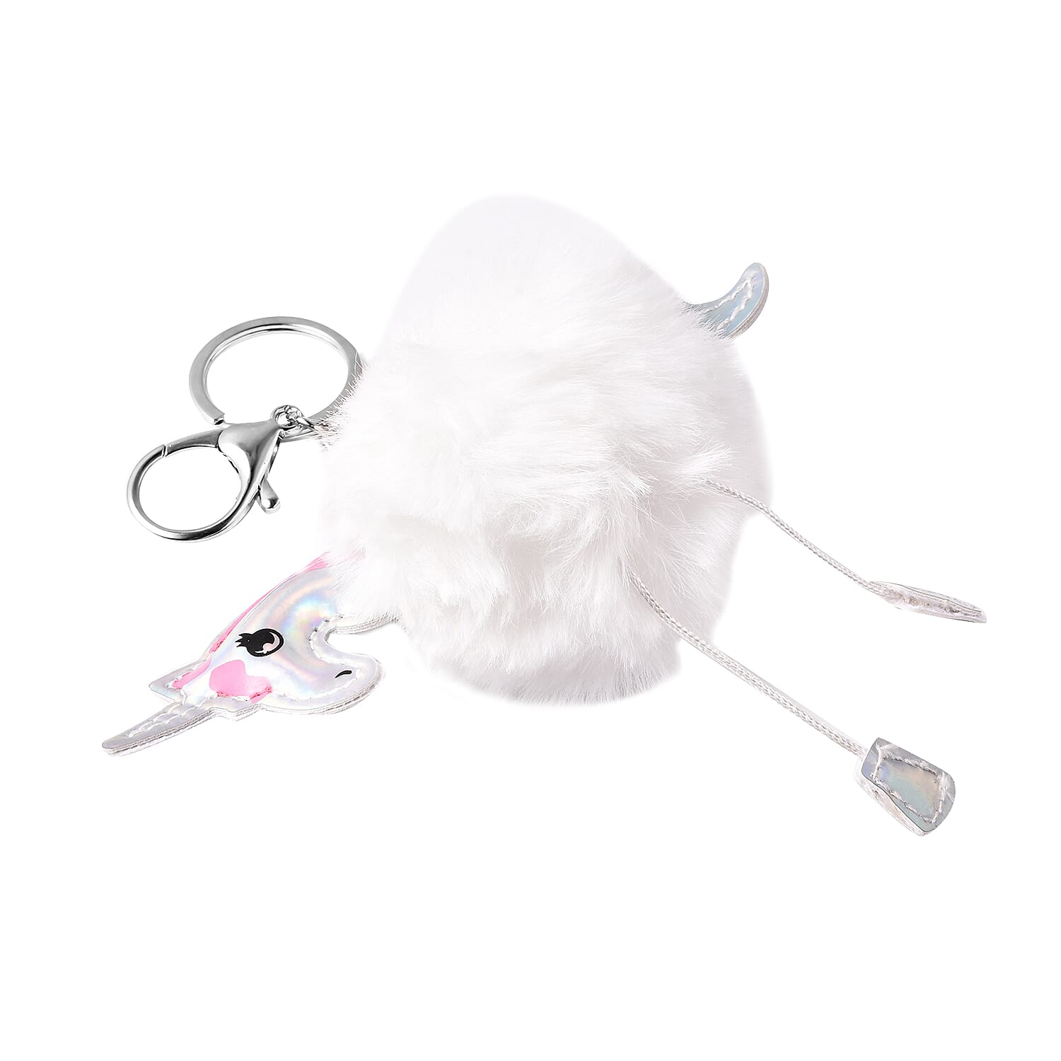 2 Piece Set - STRADA Japanese Movement Unicorn Pattern Water Resistant Watch with Purple Strap and Unicorn Key Chain in Silver Tone