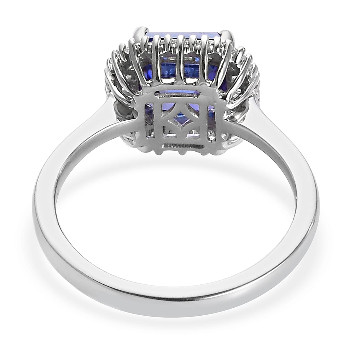 RHAPSODY 950 Platinum AAAA Asscher cut Tanzanite and Diamond Ring 2.25 Ct, PLatinum wt. 4.69 Gms