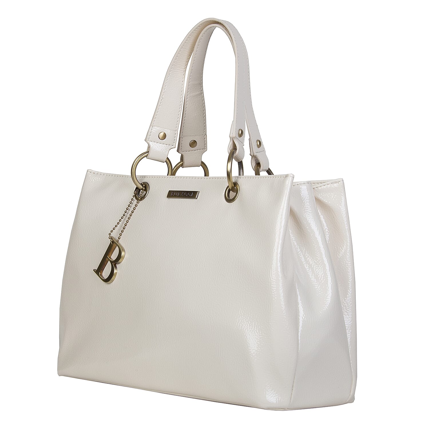 Bulaggi Collection - LILY Shopping Bag with Shoulder Strap and Zipper Closure (30x21x13cm) - White
