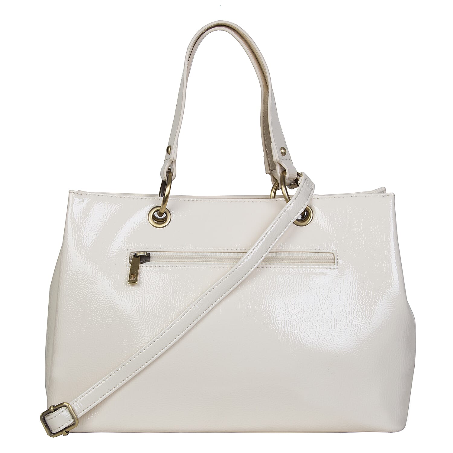 Bulaggi Collection - LILY Shopping Bag with Shoulder Strap and Zipper Closure (30x21x13cm) - White
