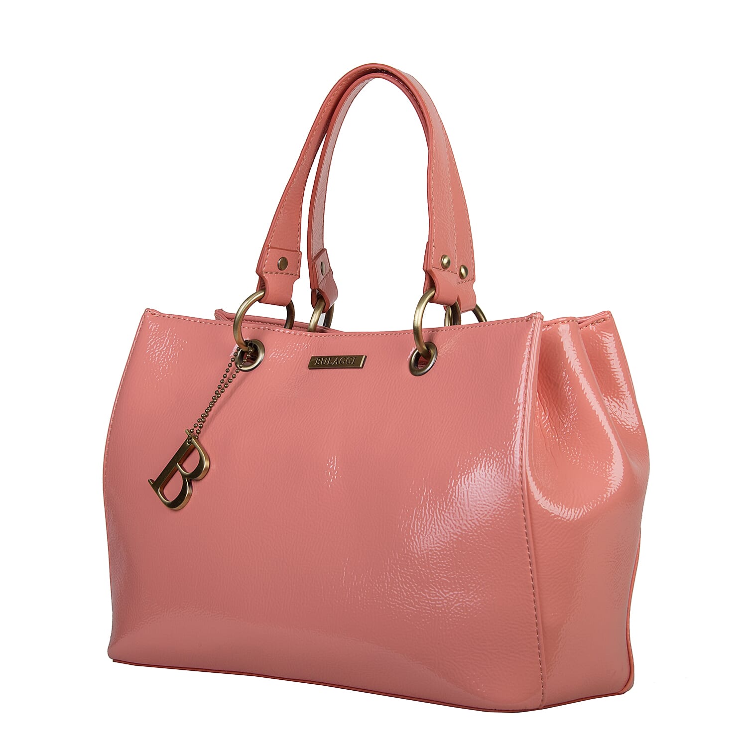 Bulaggi Collection - LILY Shopping Bag with Shoulder Strap and Zipper Closure (30x21x13cm) - Coral Colour