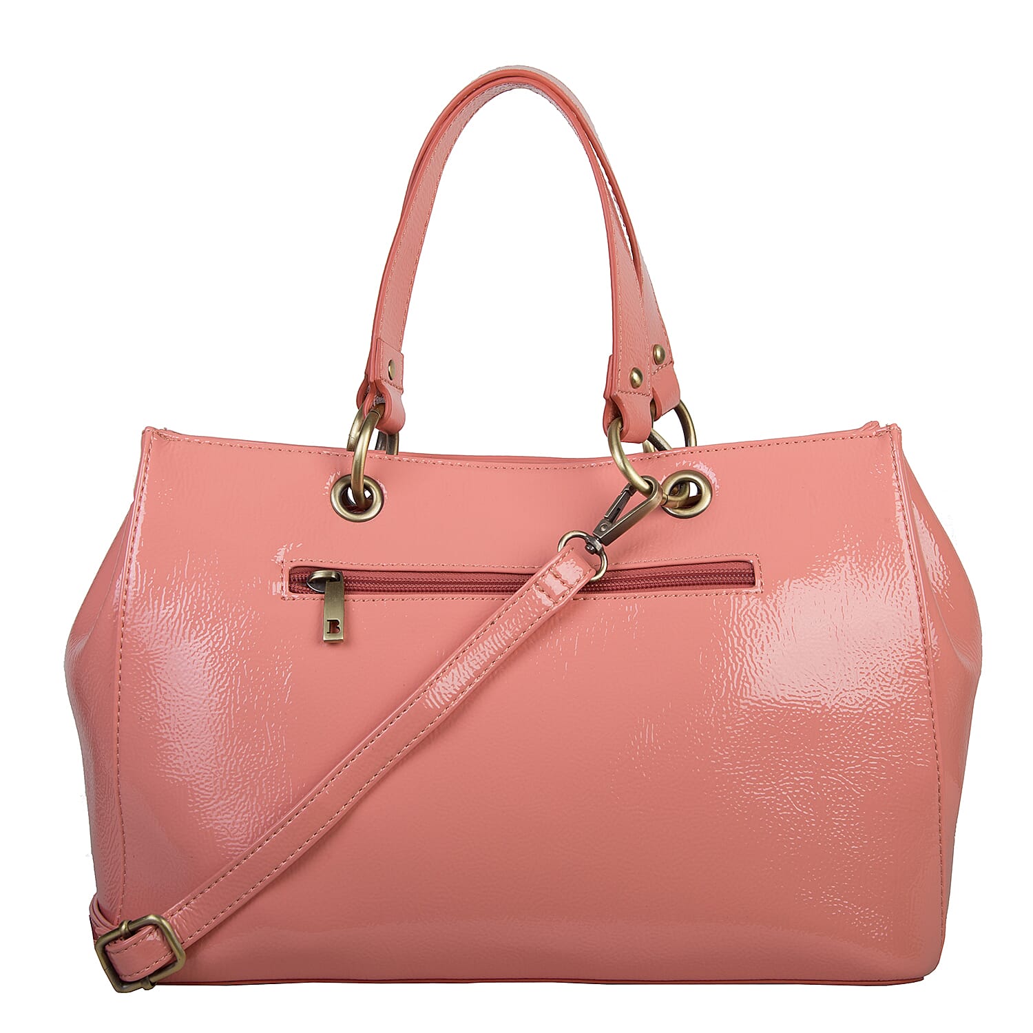 Bulaggi Collection - LILY Shopping Bag with Shoulder Strap and Zipper Closure (30x21x13cm) - Coral Colour
