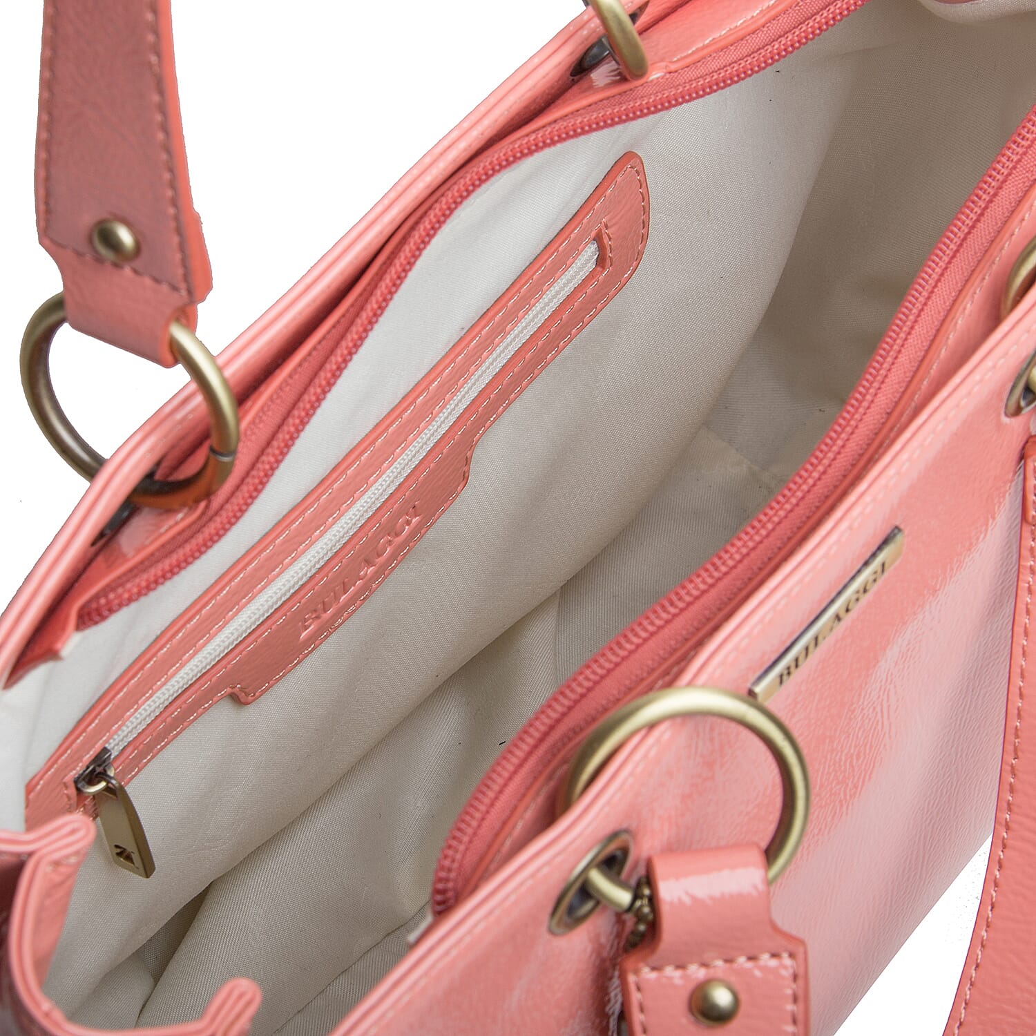 Bulaggi Collection - LILY Shopping Bag with Shoulder Strap and Zipper Closure (30x21x13cm) - Coral Colour