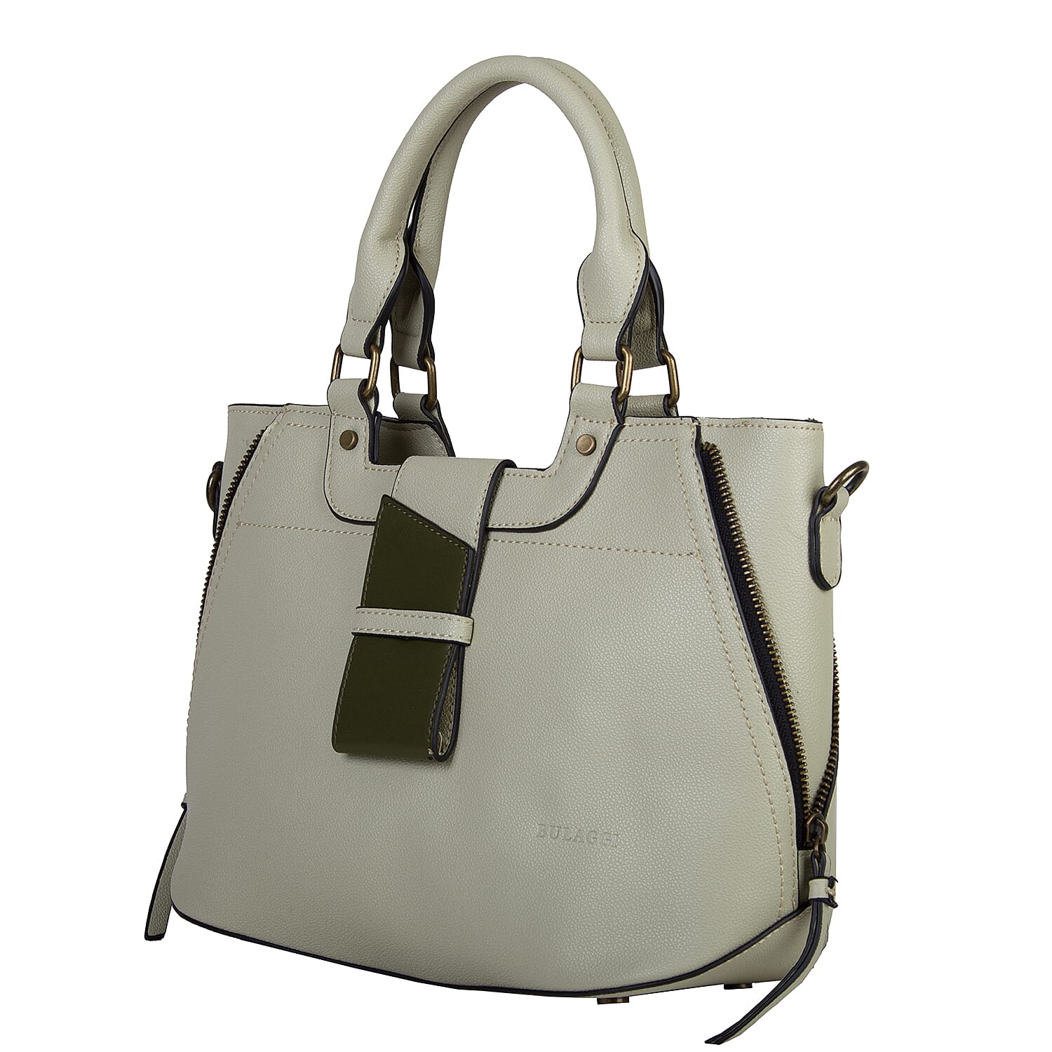 Bulaggi Collection - GOLDIE Handbag with Shoulder Strap and Zipper Closure (30x12x23cm) - Pastel Green