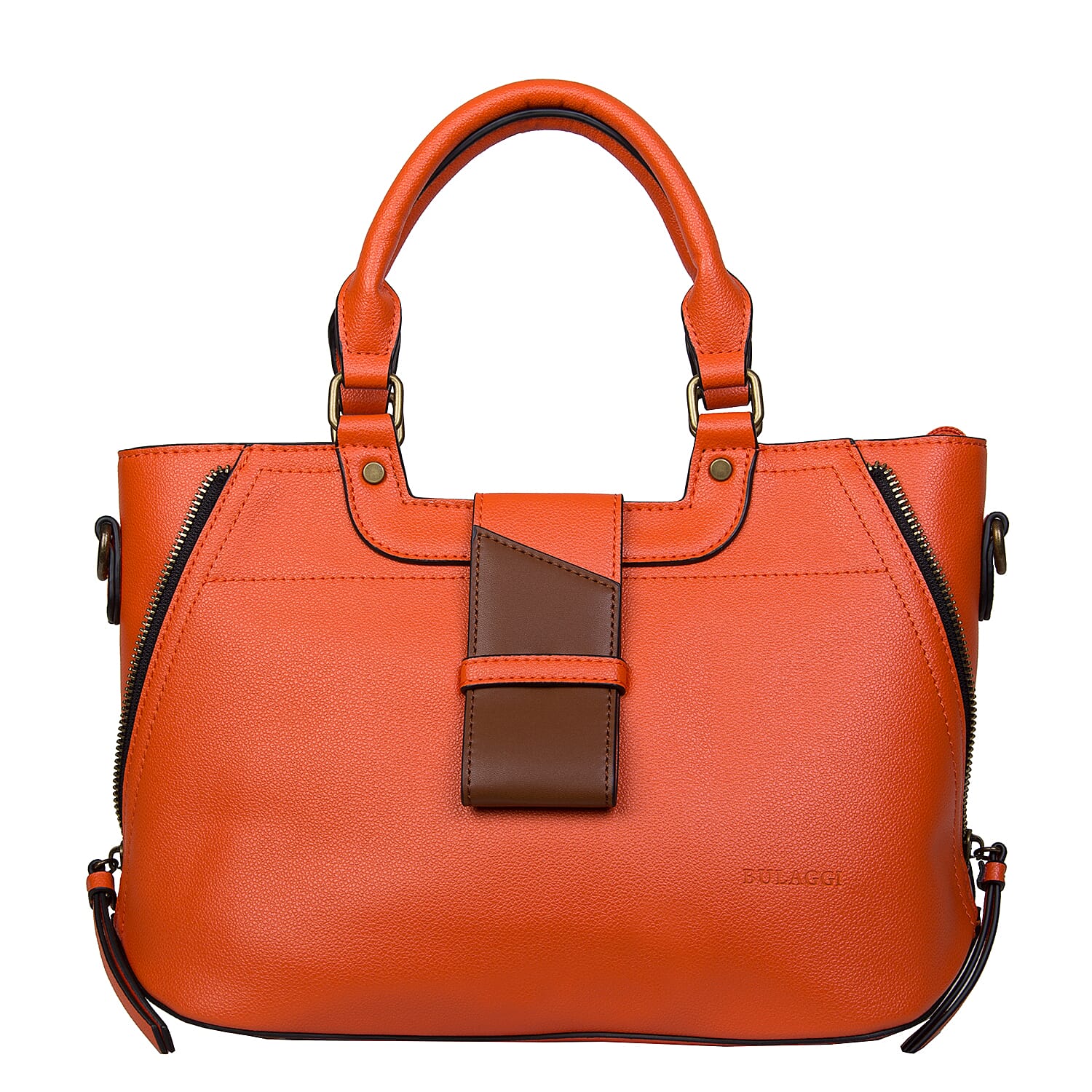 Bulaggi Collection - GOLDIE Handbag with Shoulder Strap and Zipper Closure (30x12x23cm) - Orange