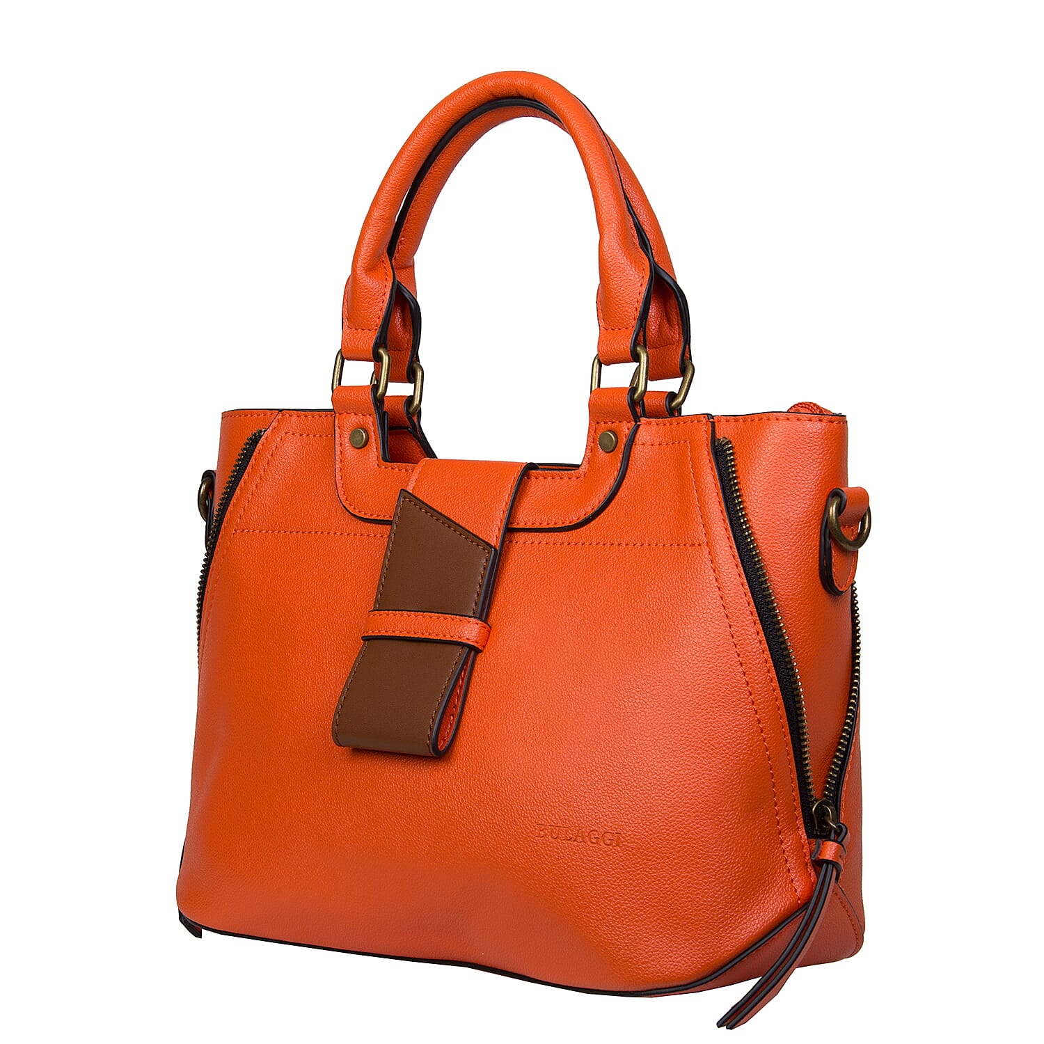 Bulaggi Collection - GOLDIE Handbag with Shoulder Strap and Zipper Closure (30x12x23cm) - Orange