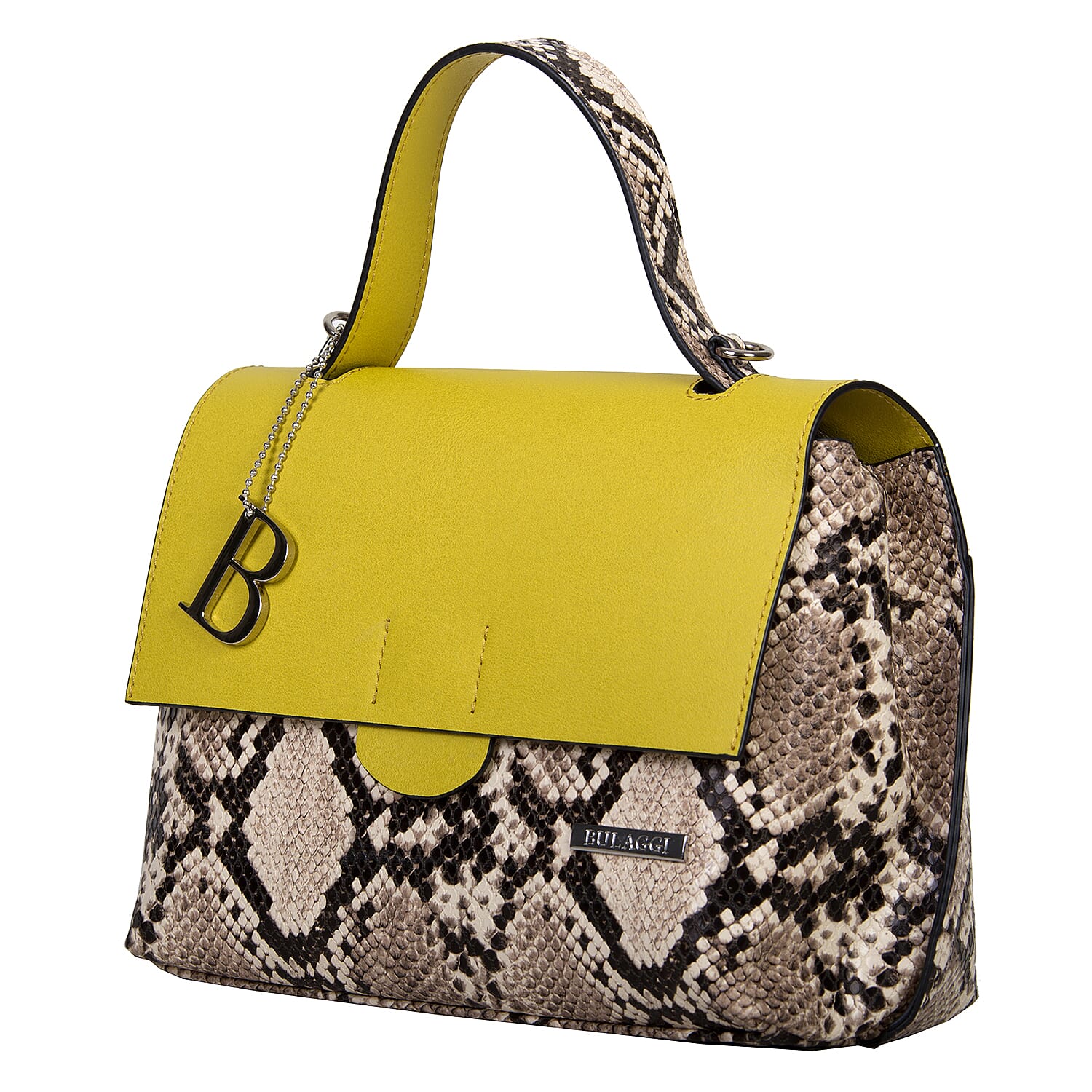 Bulaggi Collection - MONA Flap Handbag in Snake Print (24x09x20cm) - Lime