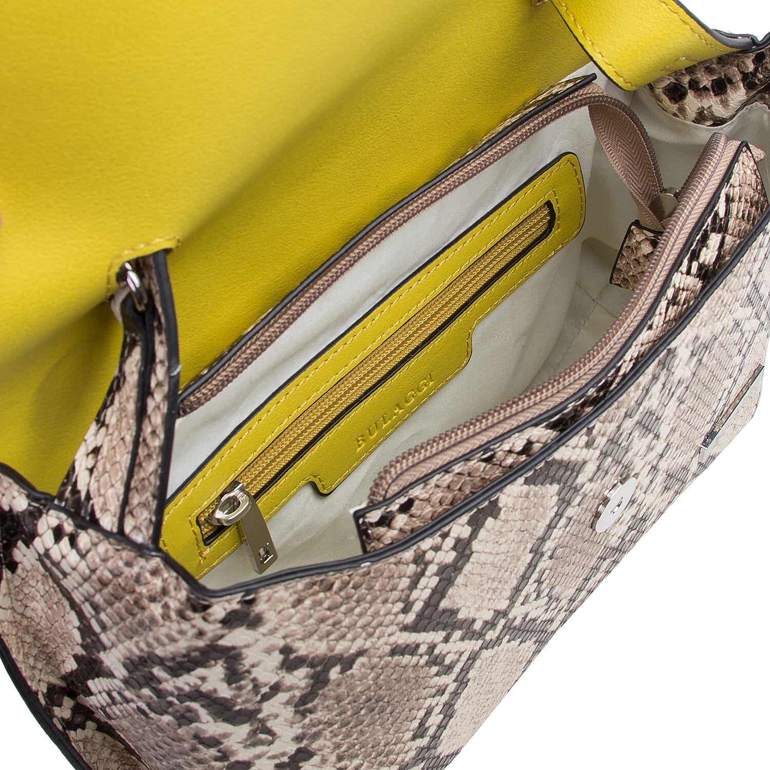Bulaggi Collection - MONA Flap Handbag in Snake Print (24x09x20cm) - Lime
