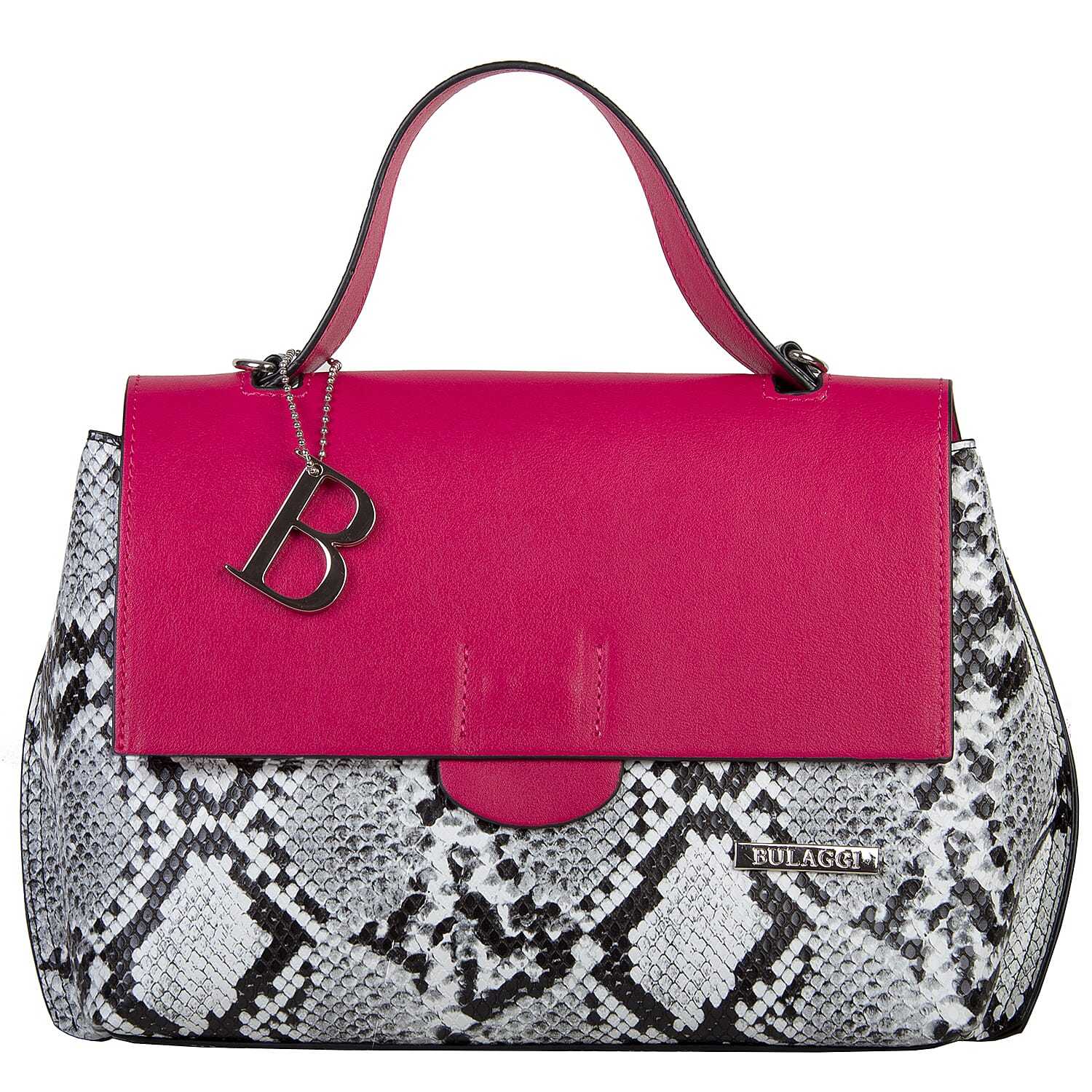Bulaggi Collection - MONA Flap Handbag in Snake Print (24x09x20cm) - Fuschia