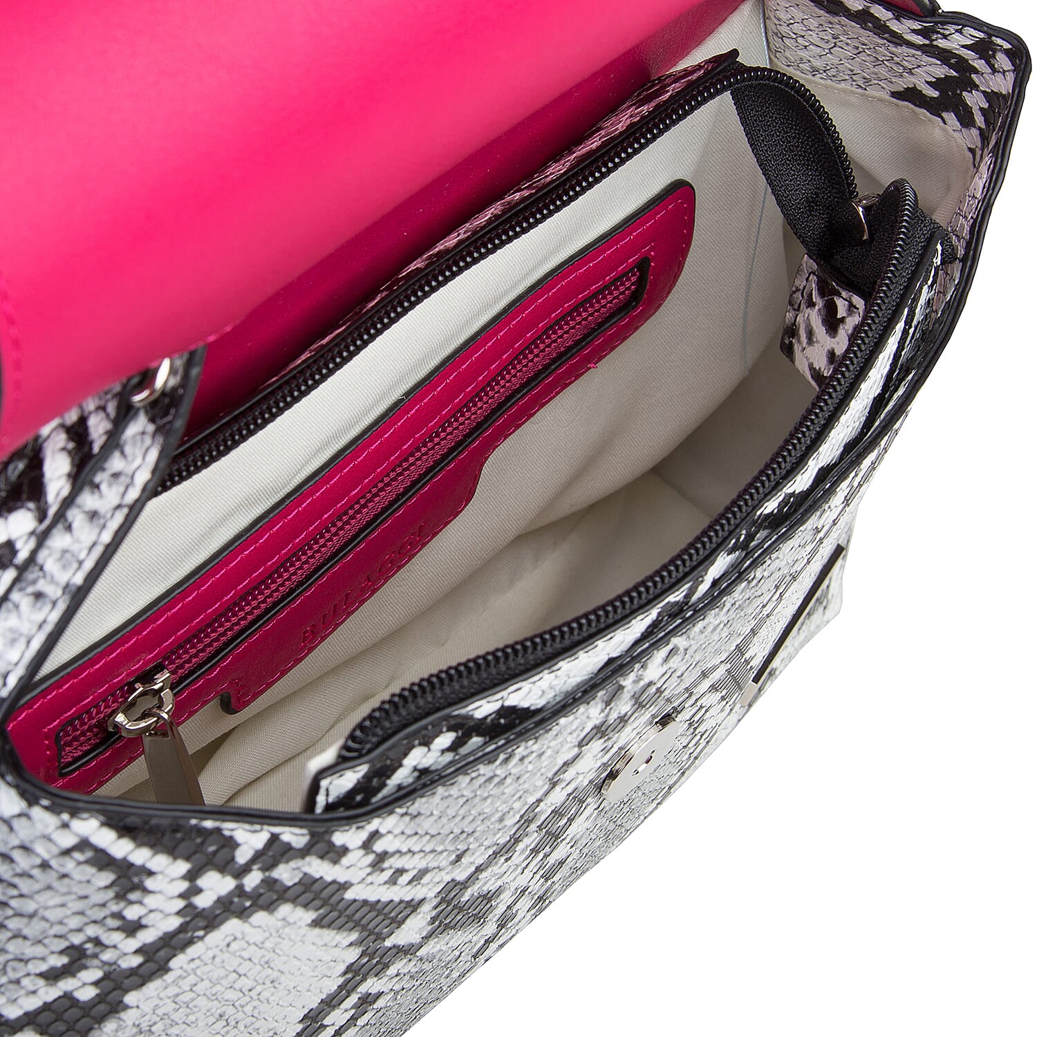 Bulaggi Collection - MONA Flap Handbag in Snake Print (24x09x20cm) - Fuschia