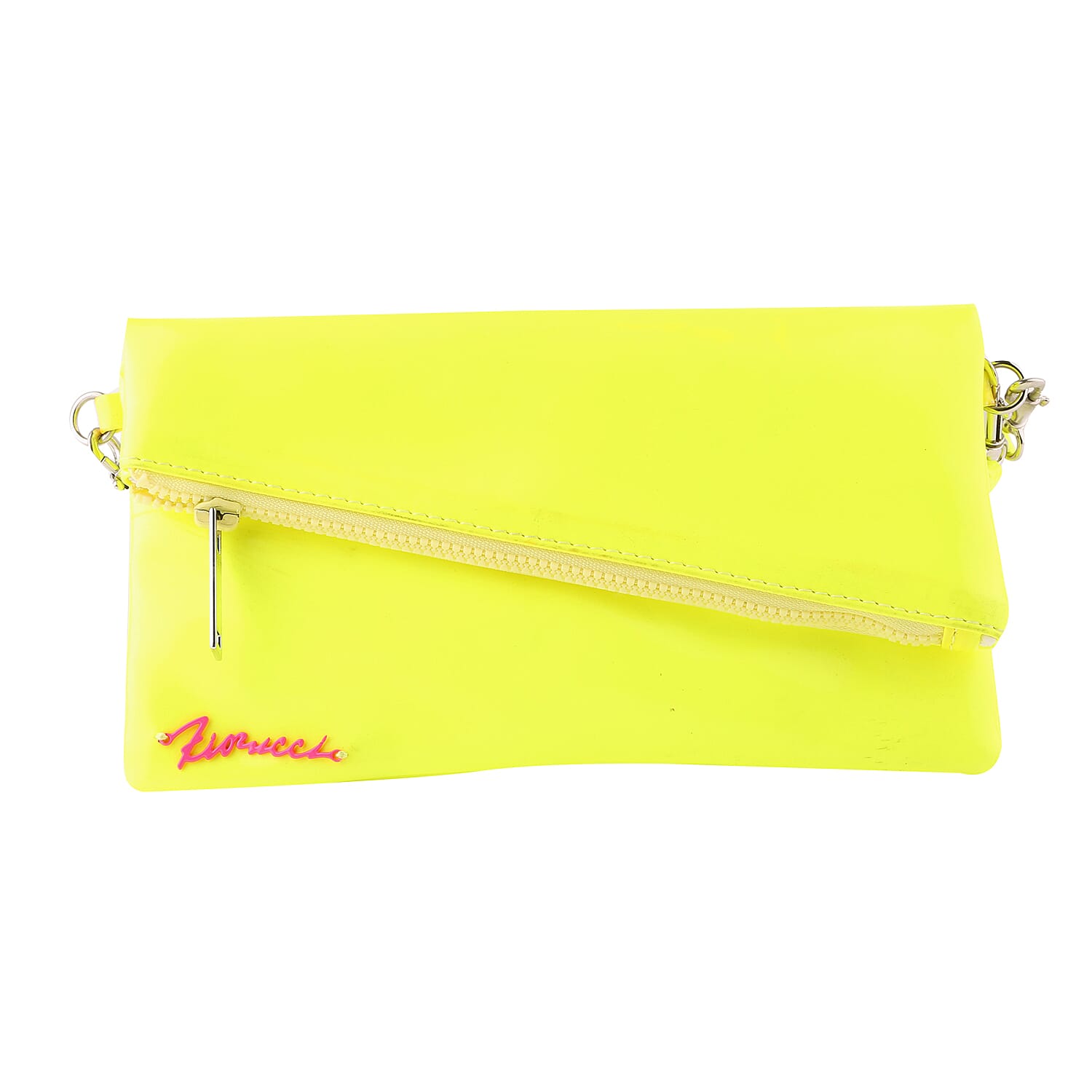 FIORUCCI Wristlet Pouch with Removable Shoulder Strap (Size 22x12 Cm) - Neon Yellow